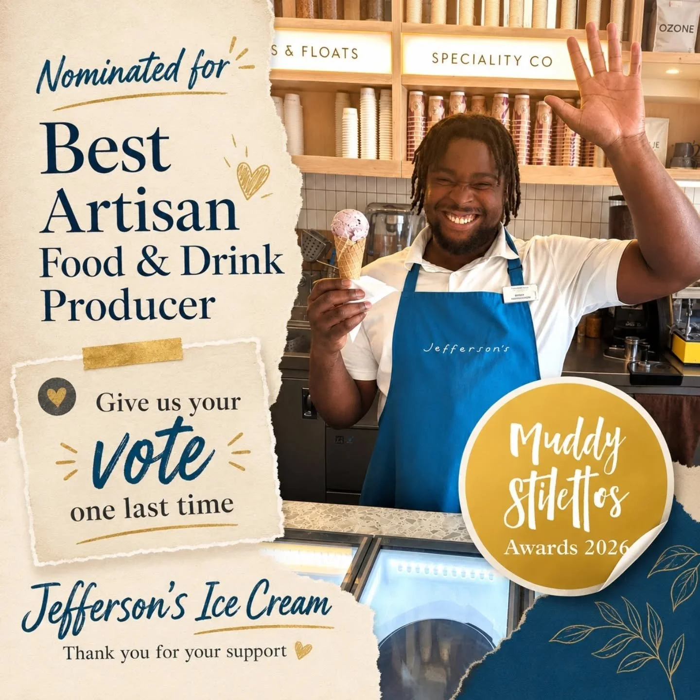 💫🍨Nearly there💫🍨
.
.
Voting is closing soon for the finals for the Muddy Stilettos 2026 Awards!!! 🎉
.
.
We are so excited to be in the finals for "Best Artisan Food &amp; Drink Producer" in London, and we would love your vote
to help u