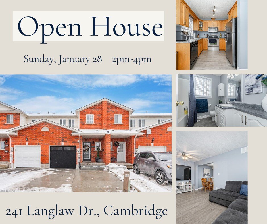 OPEN HOUSE SUNDAY! 🏡 
Join me at 241 Langlaw Dr on Sunday, January 28 from 2pm-4pm.
This freehold townhouse is located in a family friendly neighborhood close to schools, trails, and amenities!

Other great features include:
✨ carpet free home
✨ 4-p