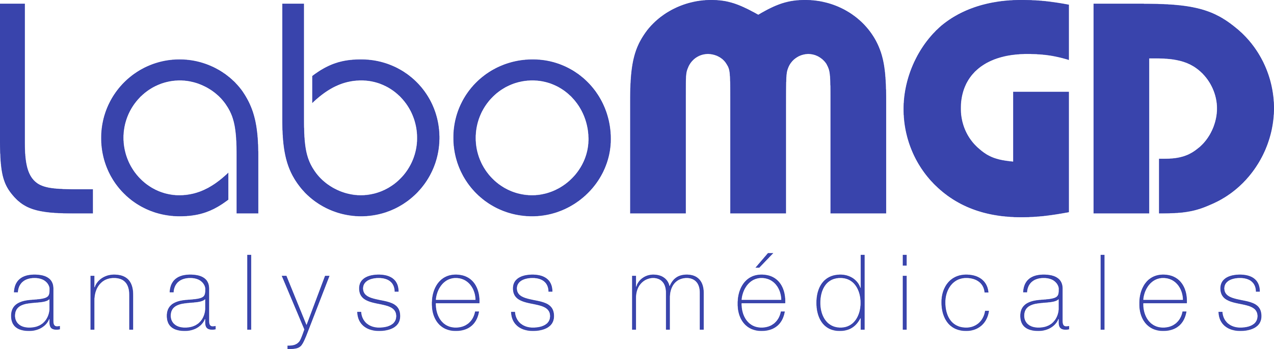 LOGO of Dlabore, analyses médicales in blue text with a black background.