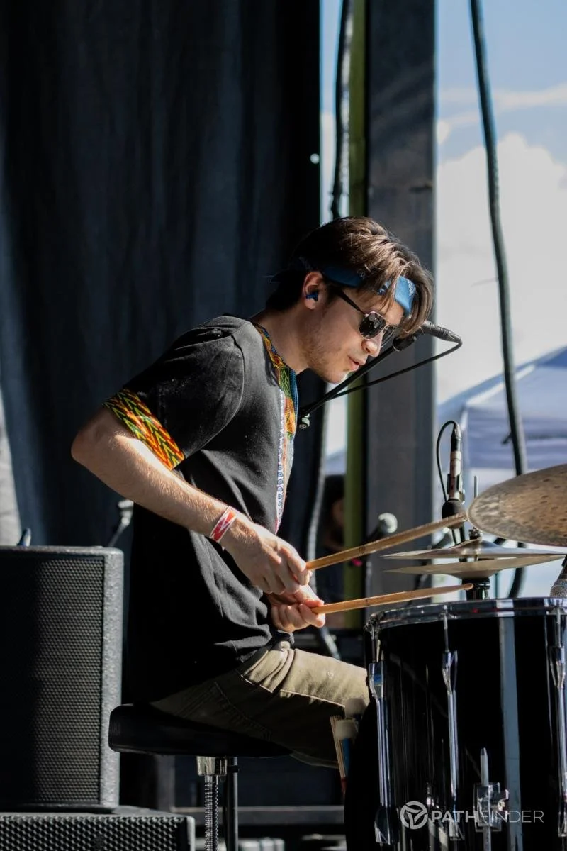 Ethan playing drums at Merchant Street Music Festival in Kankakee, IL