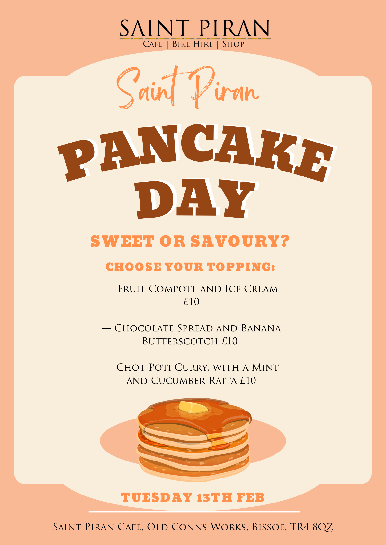 Pancake Day - Tuesday 13th Feb 