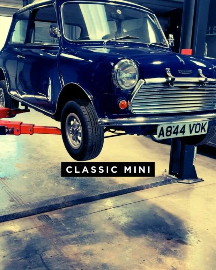 We are delighted to have another classic Mini in the workshop today to sit alongside the red one in residence for a Supercharger kit.

This navy one is here for a pre-MOT check and service along with a few other maintenance issues to ensure it is rea
