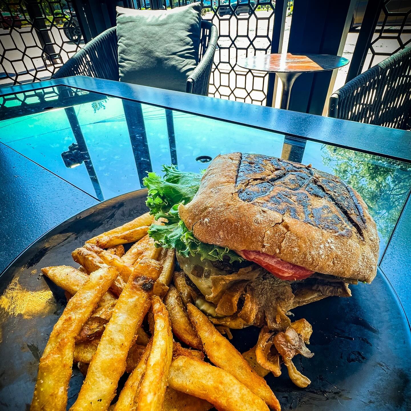 Our Chicken-Fried Mushroom Swiss Burger with Garlic Aioli will make your tummy smile. On SPECIAL all day today! Fries or a Salad. Your call.