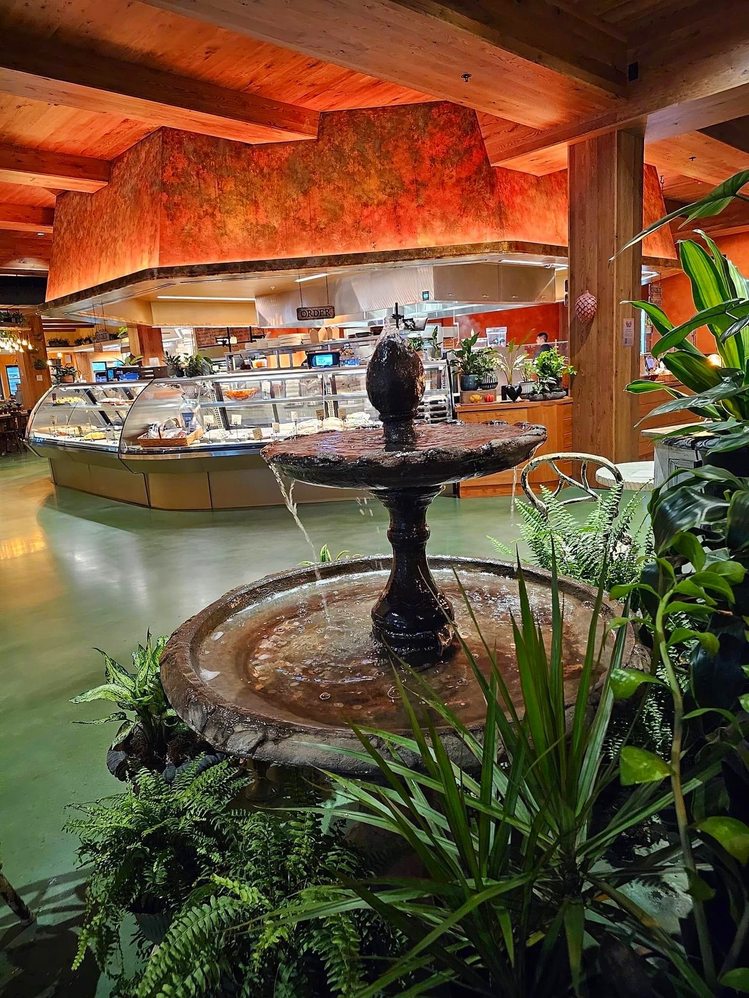 Fountain view to hearth center