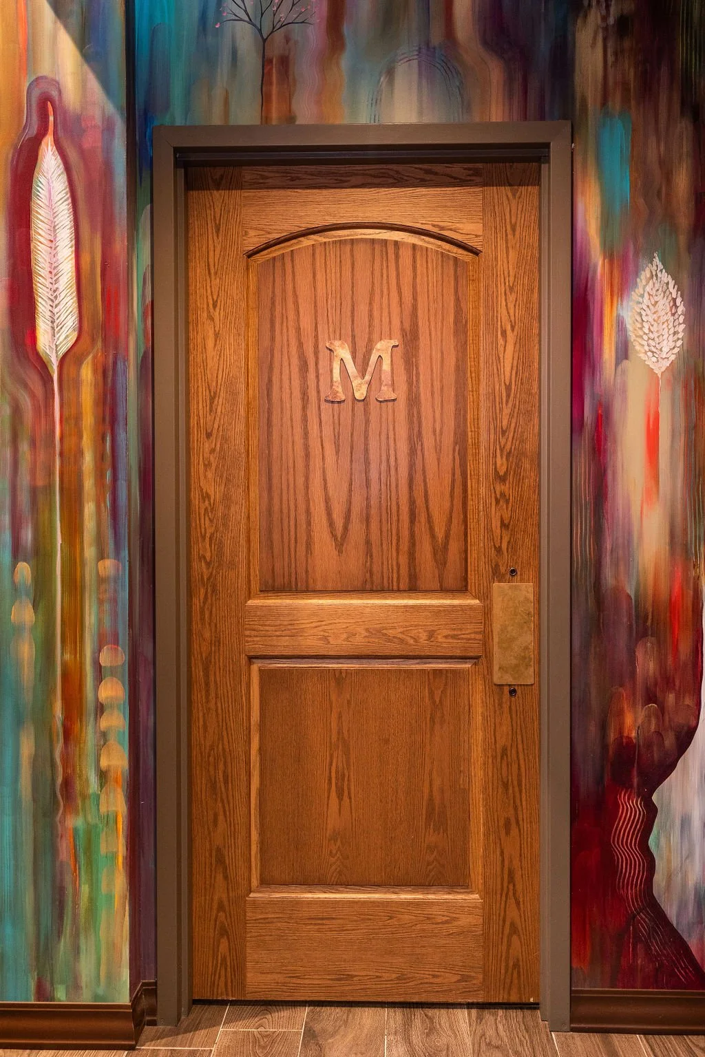 Mural for male entry restroom