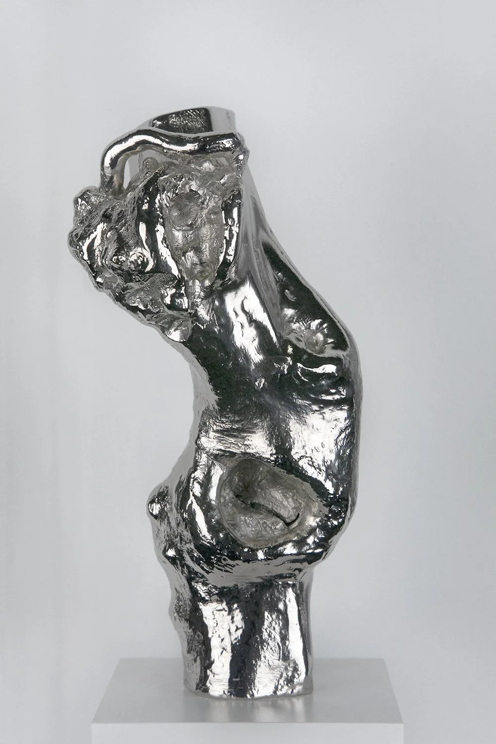 In Memoriam #2, detail of nickel-plated sculpture, 8" x 3.5" x 2.5"