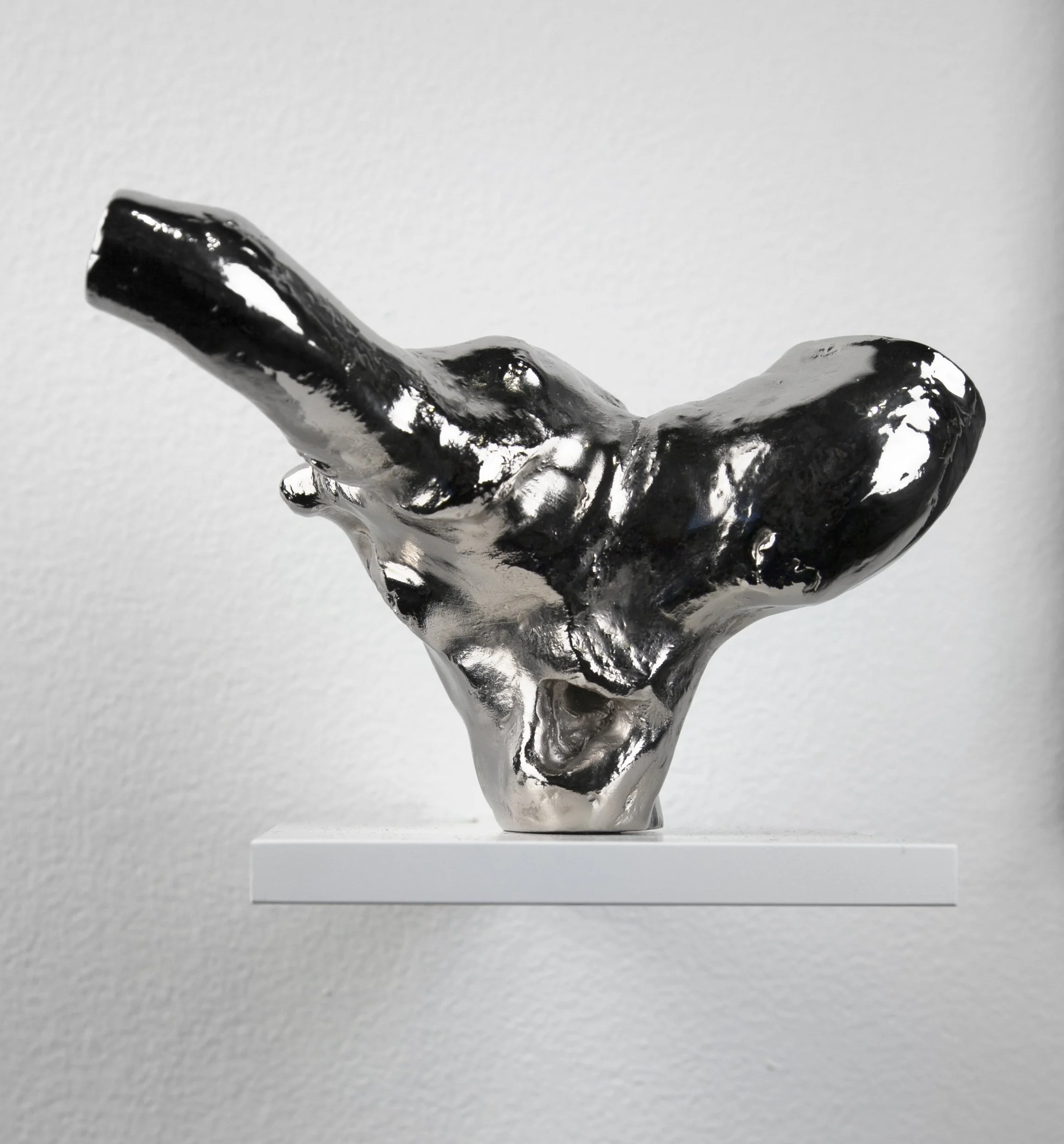 In Memoriam #1, detail of nickel-plated sculpture, 5" x 4" x 4"