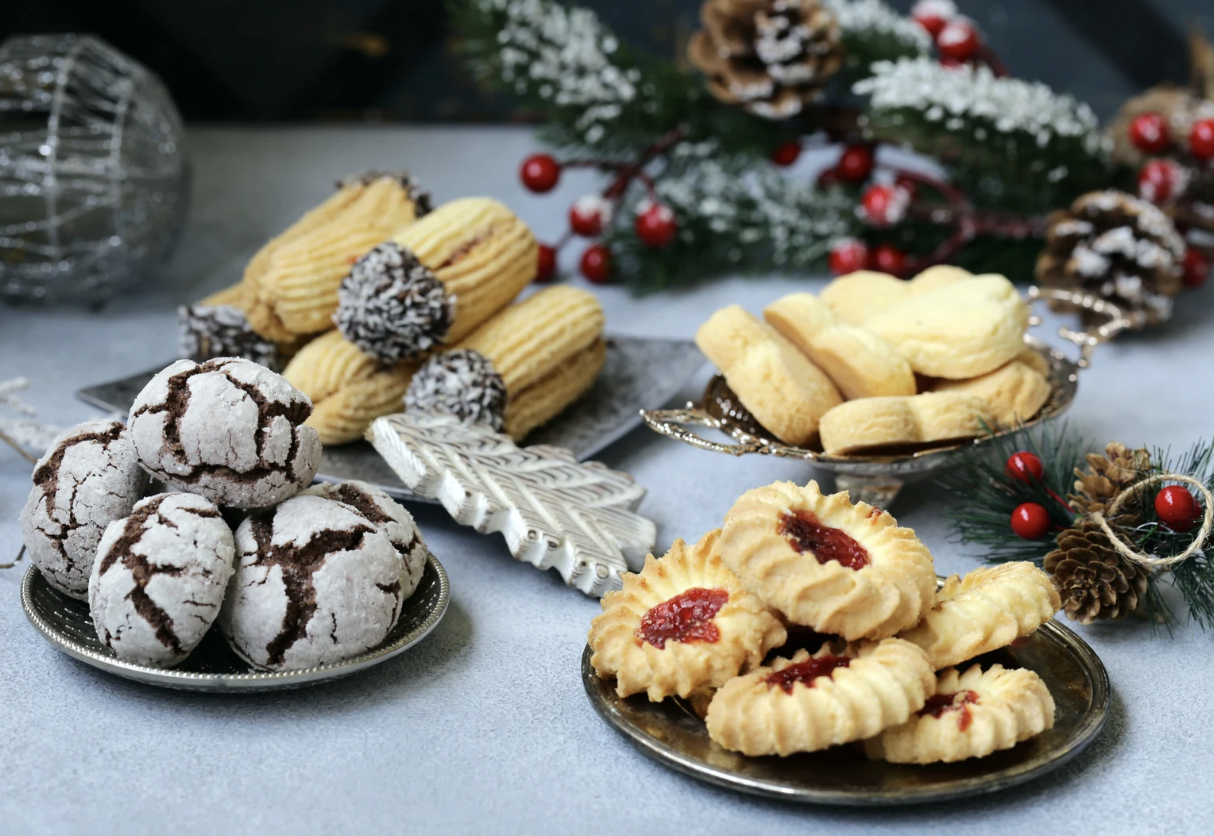 Plates of holiday cookies