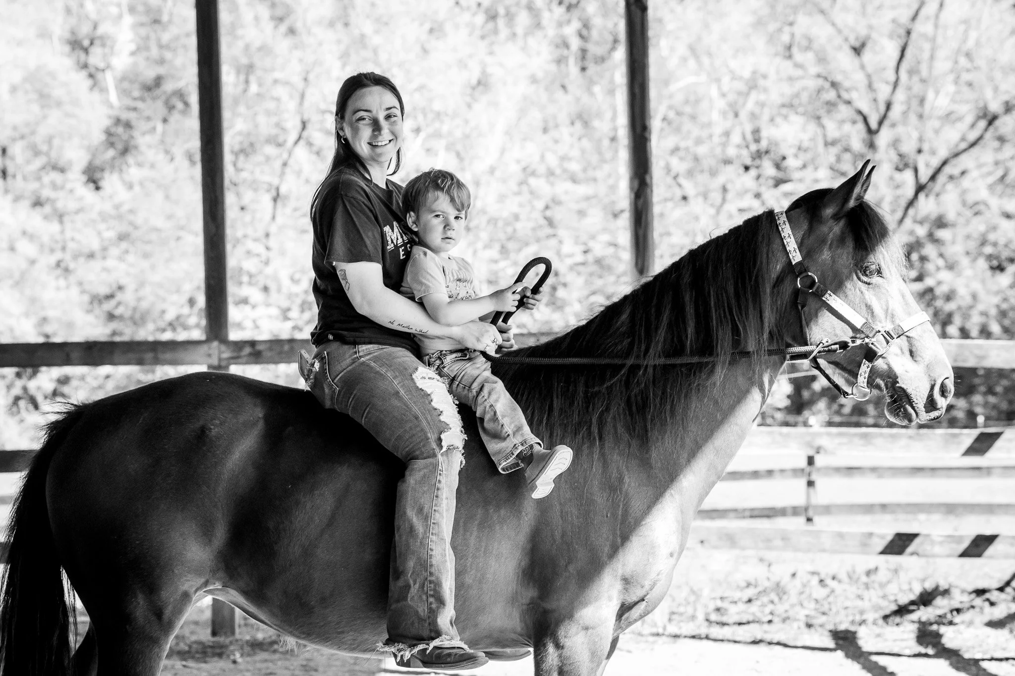 Mother and Son on their horse 
