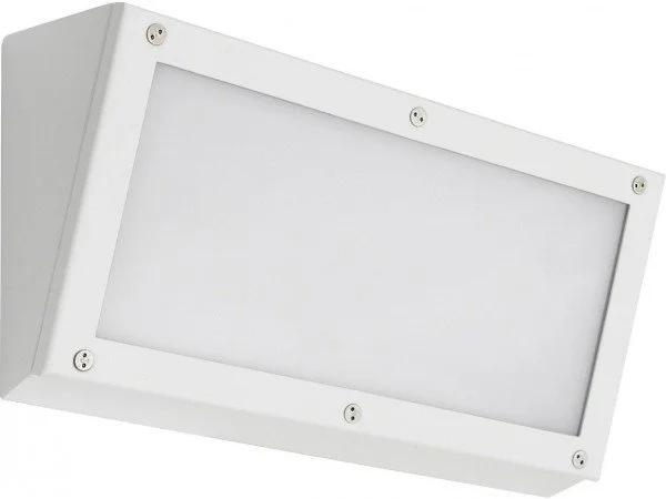 White rectangular LED light fixture with screws at the corners