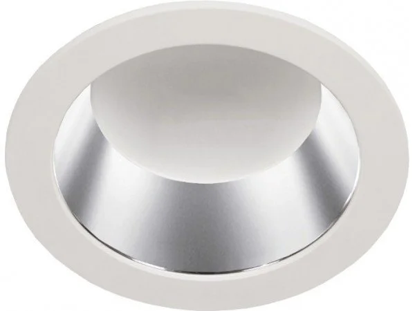 Recessed LED Downlight with silver reflector and opal diffuser