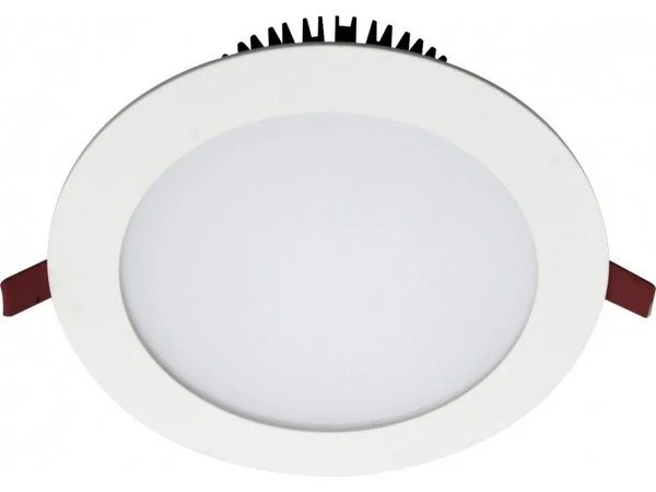 Recessed LED ceiling light with adjustable tilt.