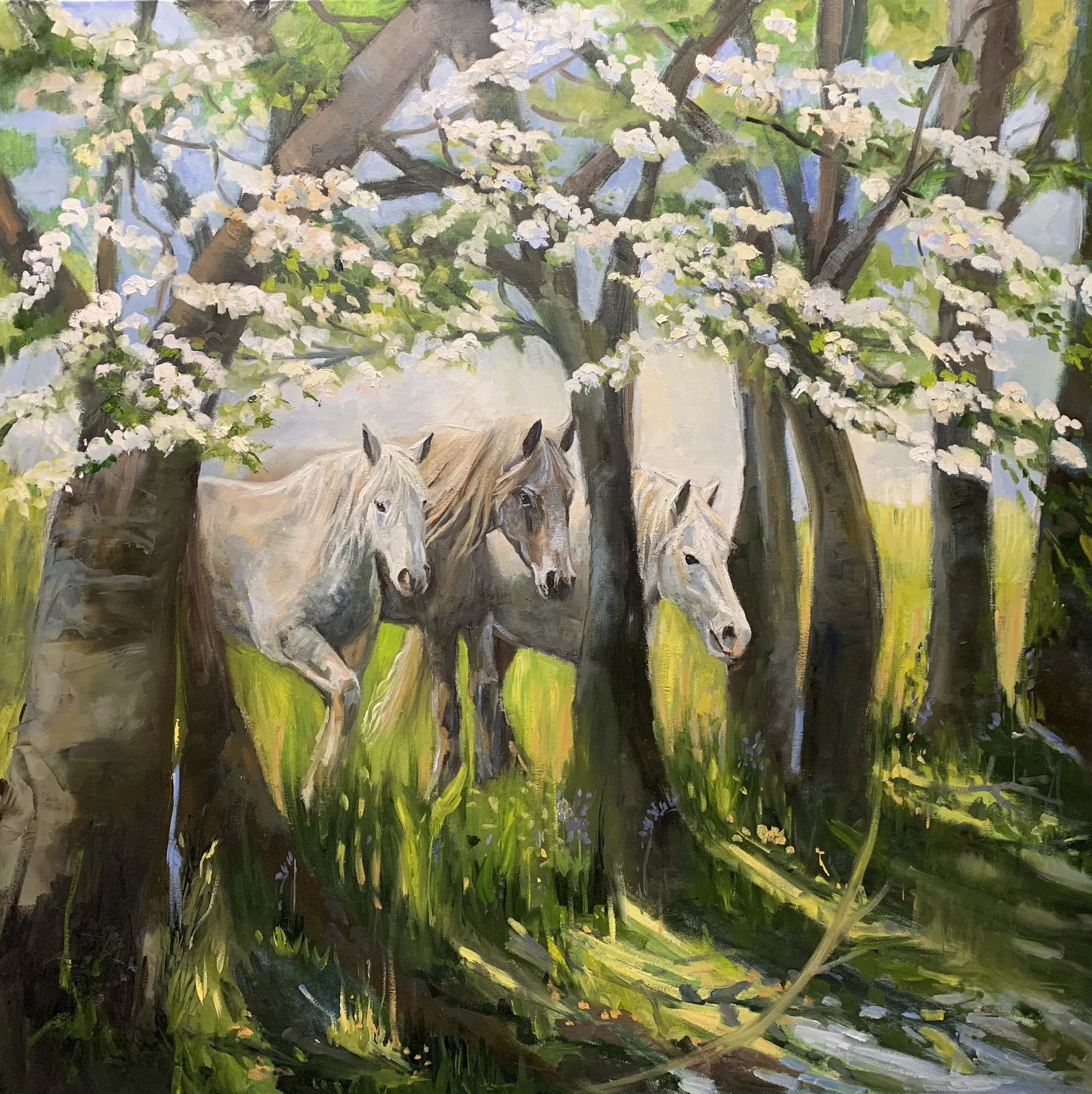 Under the Hawthorn Tree   Oil on Canvas  available at Reilly's Antiques
