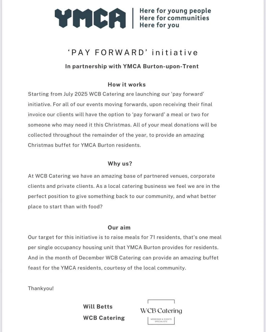 We are still fundraising! 🎅🏼 

We have reached nearly &pound;100 in donations towards our YMCA Christmas buffet for charity, thank you everyone for your lovely support!🤍

However there is still time&hellip; if you would like to help us, help YMCA 