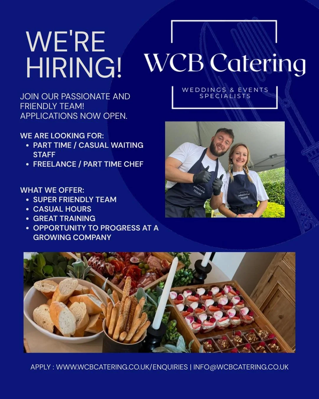 We&rsquo;re hiring!📌

We are on the lookout for some front of house superstars &amp; part time / freelance chefs to join our growing team!😁🌟 

We are looking for part time staff only so best suited to someone looking for a bit of extra work! Full 