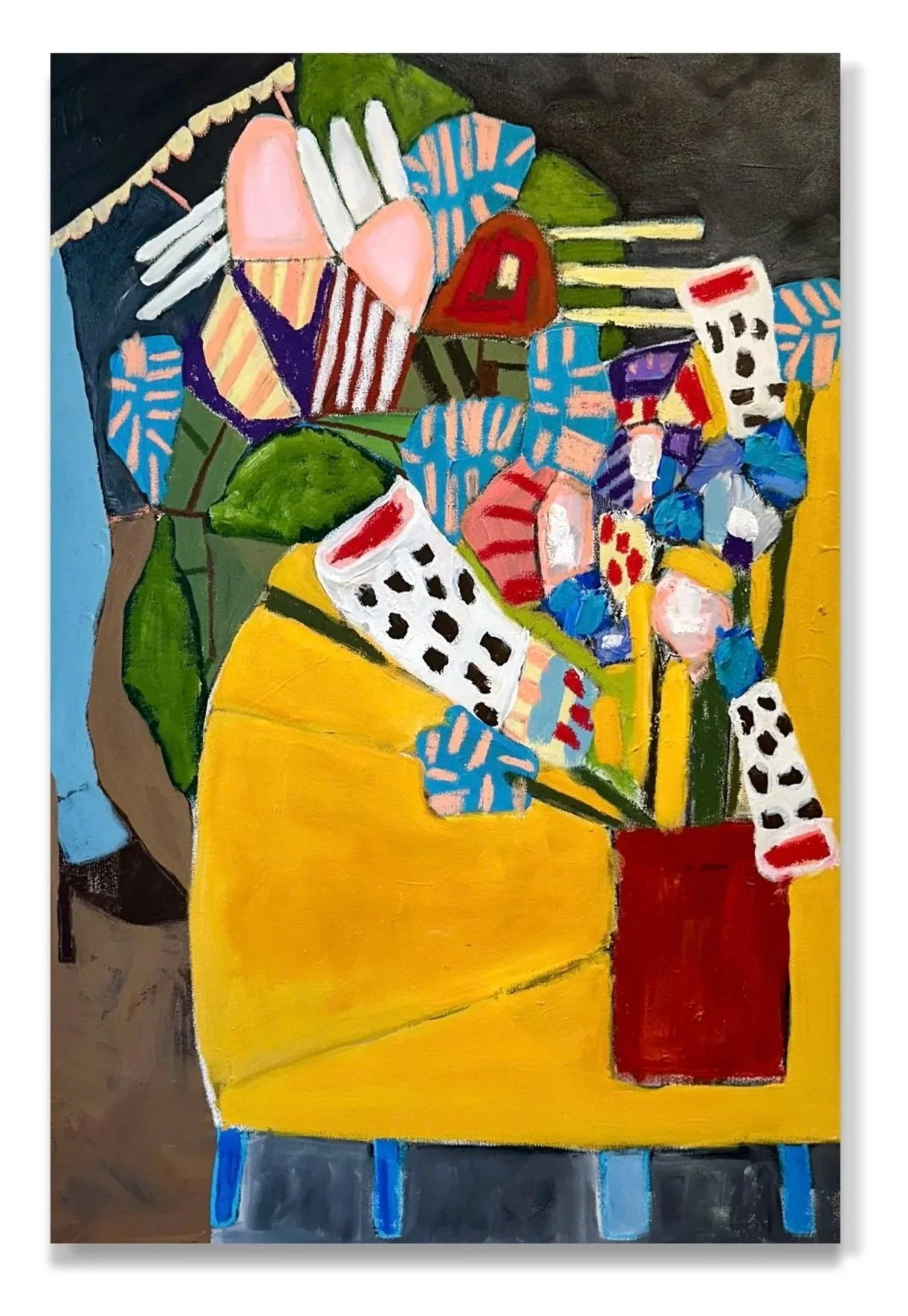 "Arrangements", oil, acrylic, oil stick, grahite, sumi ink on canvas,  36 x 24 inches