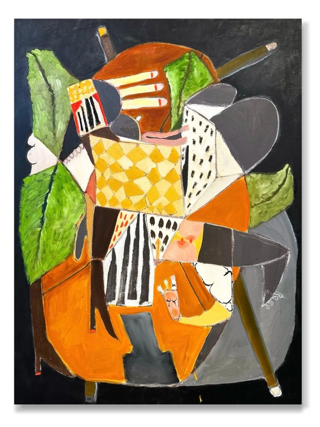 "Overly Sexualized Lamp", oil, acrylic, oil stick, graphite, sumi ink on canvas, 40 x 30 inches