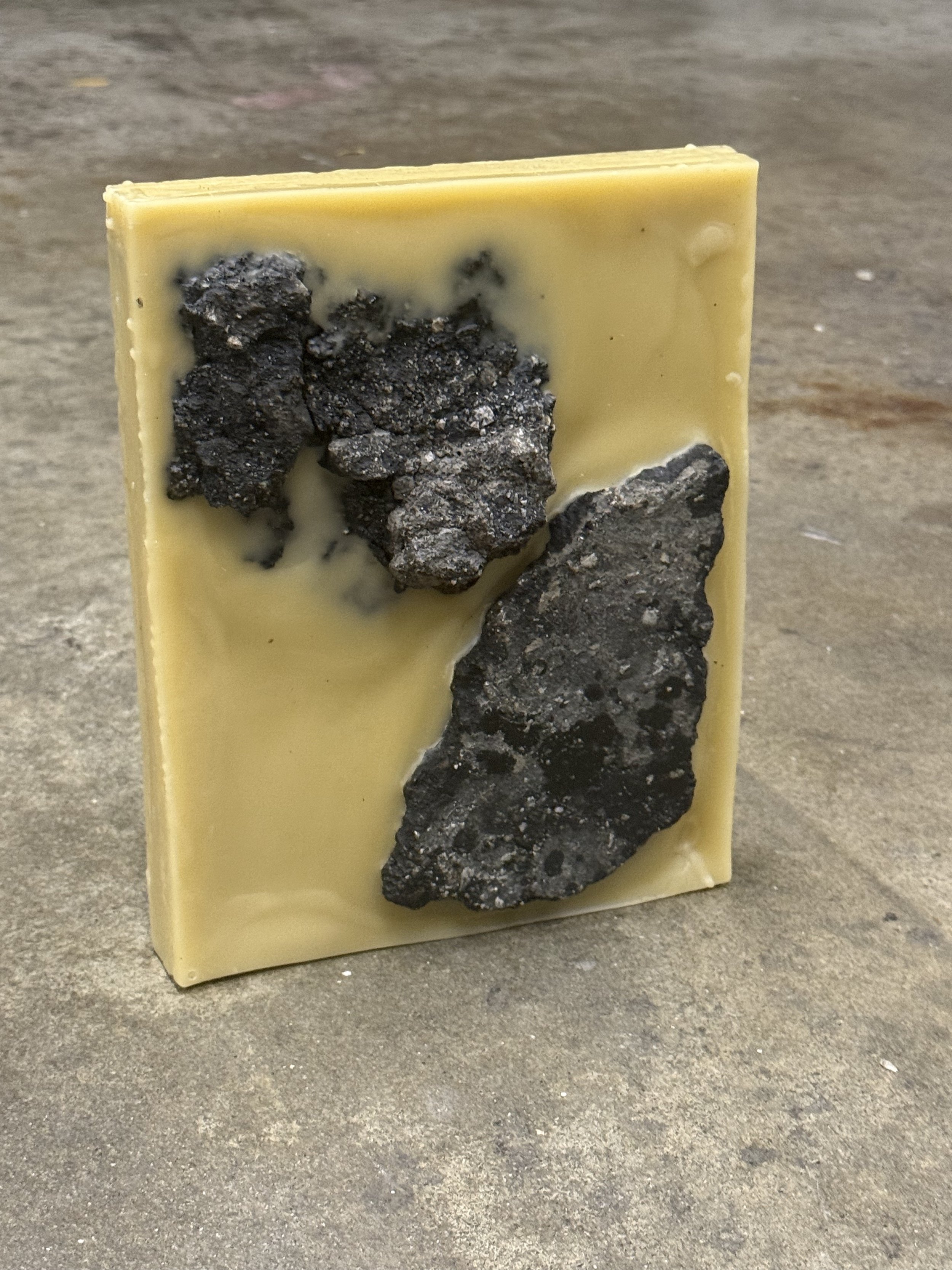 sara mehrinfar, mended, , wax, asphalt, 8x10x2",  $1000