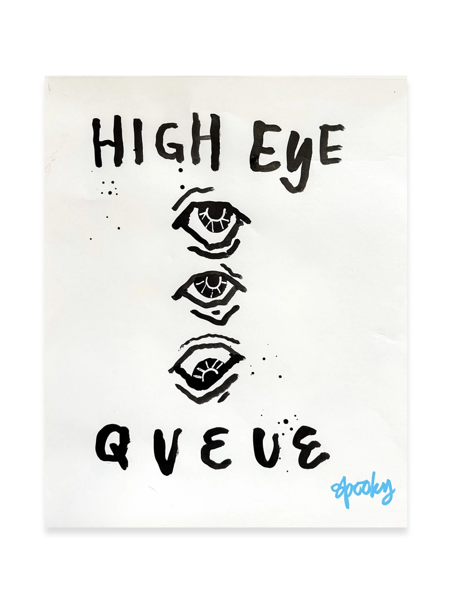 "High Eye Queue", sumi ink on paper, 17 x 14 inches