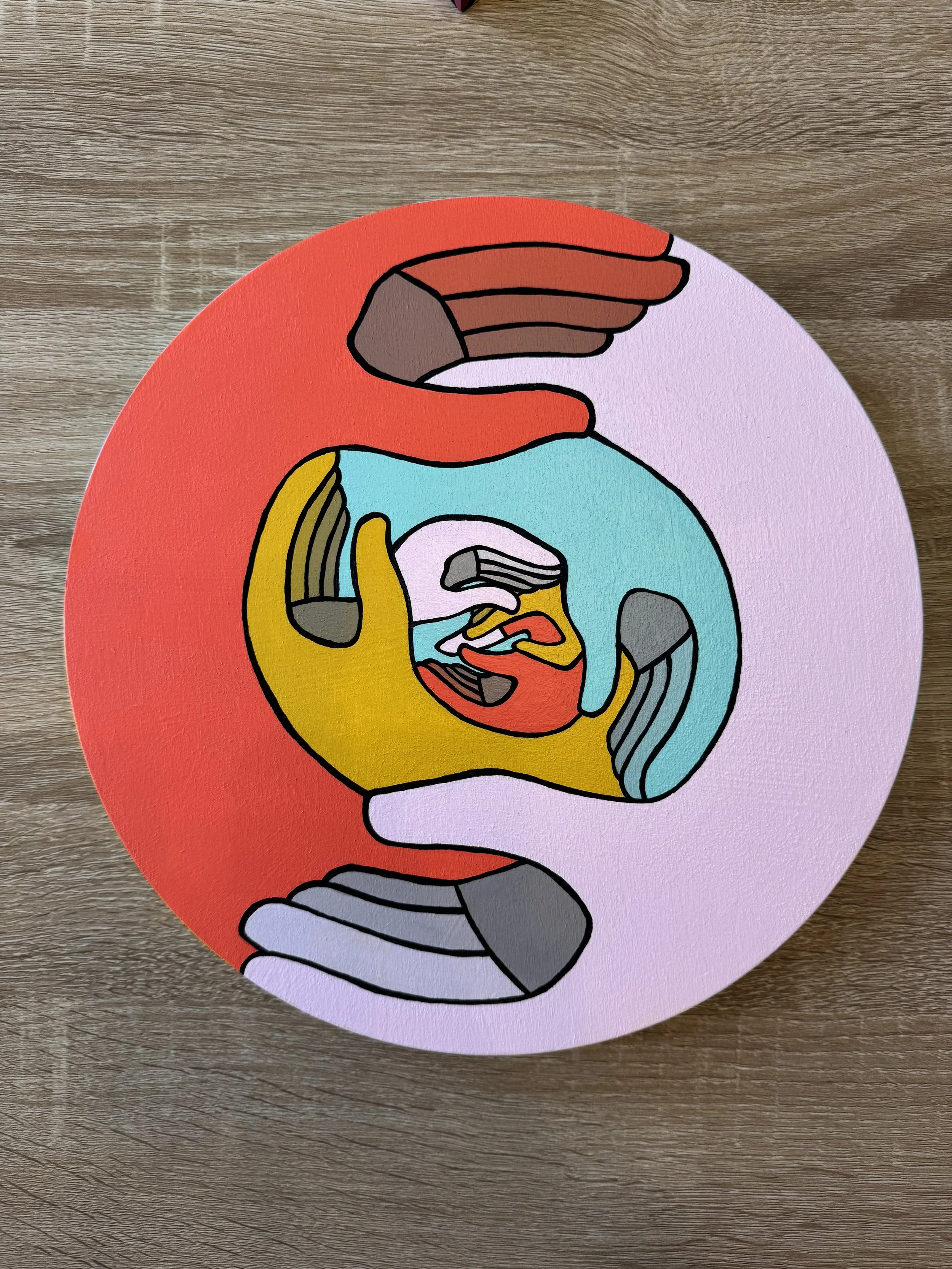 "In Harmony" by Priscilla Witte / 12 x 12 x 1 (circle wood panel) / $375