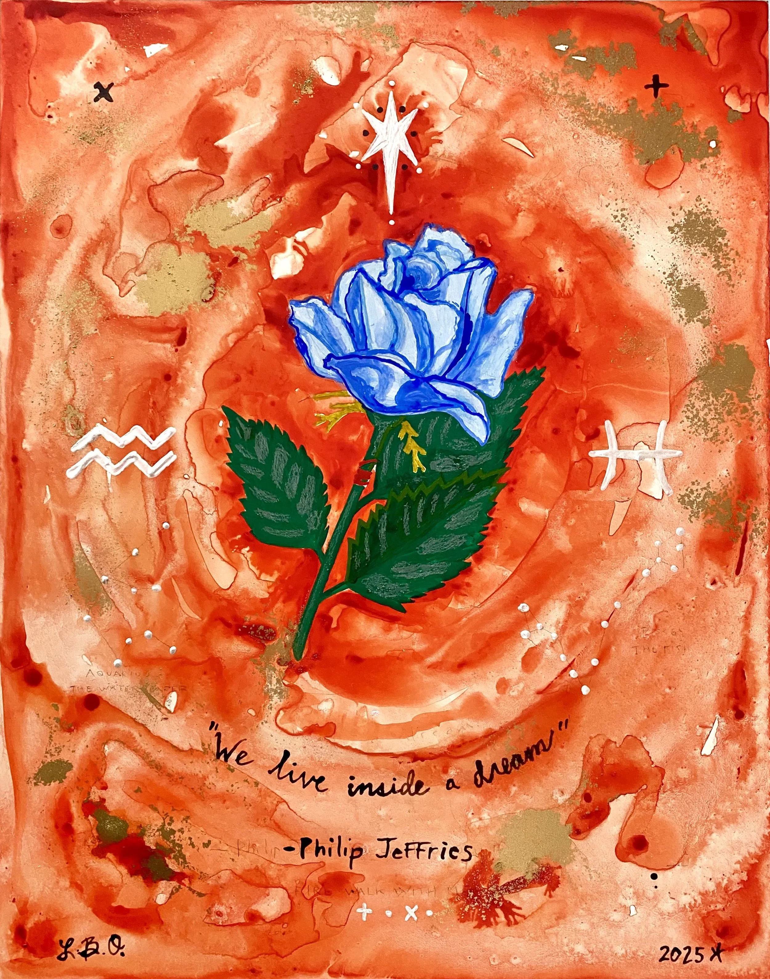 "Blue Rose Task Force, Fire Walk With Me" by Lauren B. Over / 12"16"x2" / $333