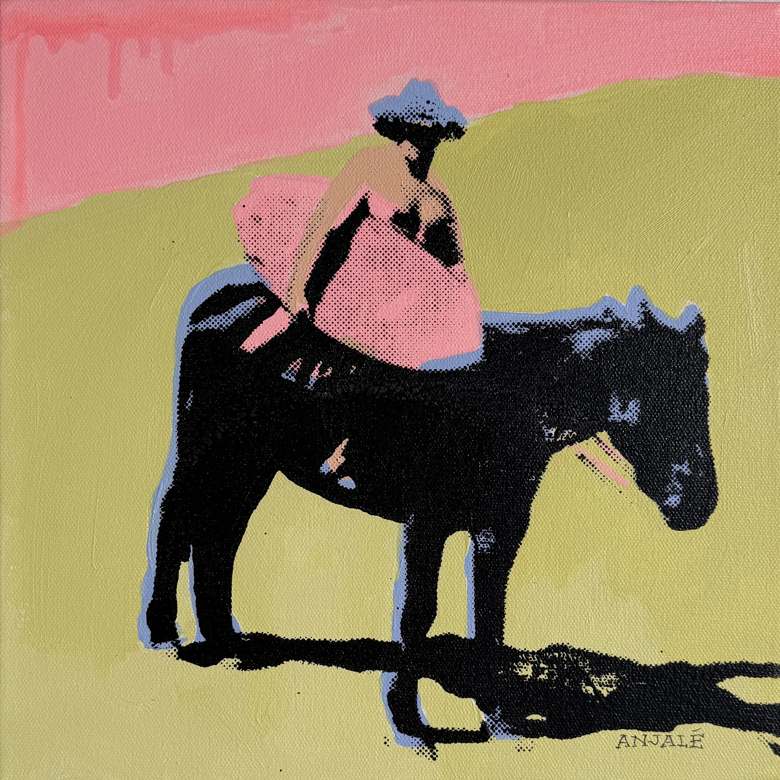 Anjalé Perrault, Surf Cowboy Yellow, Acrylic and Silkscreen, 12"x12"x1.5", $400