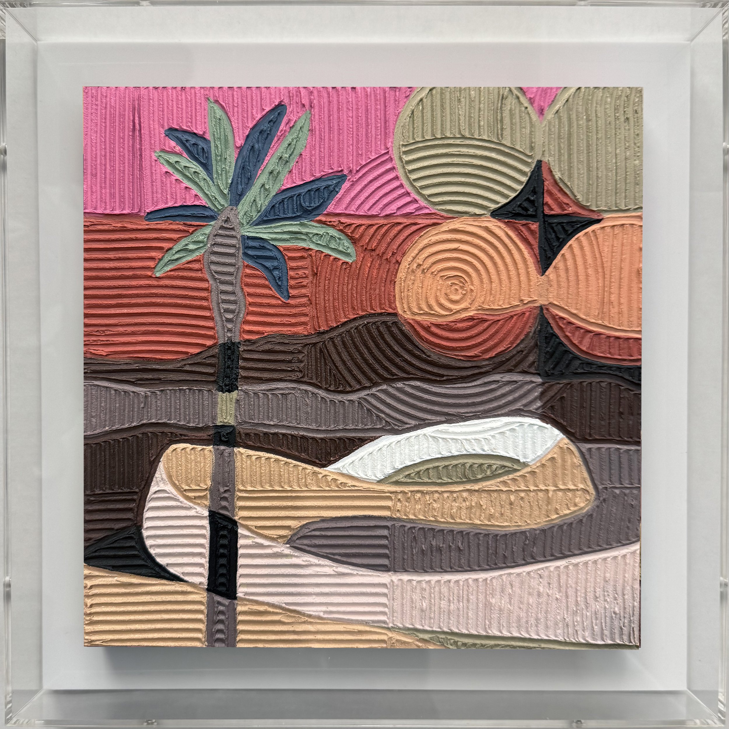 Mary Lai, Time Capsule: Desert Magic, Acrylic paint & paste of wood in plexi case, $880