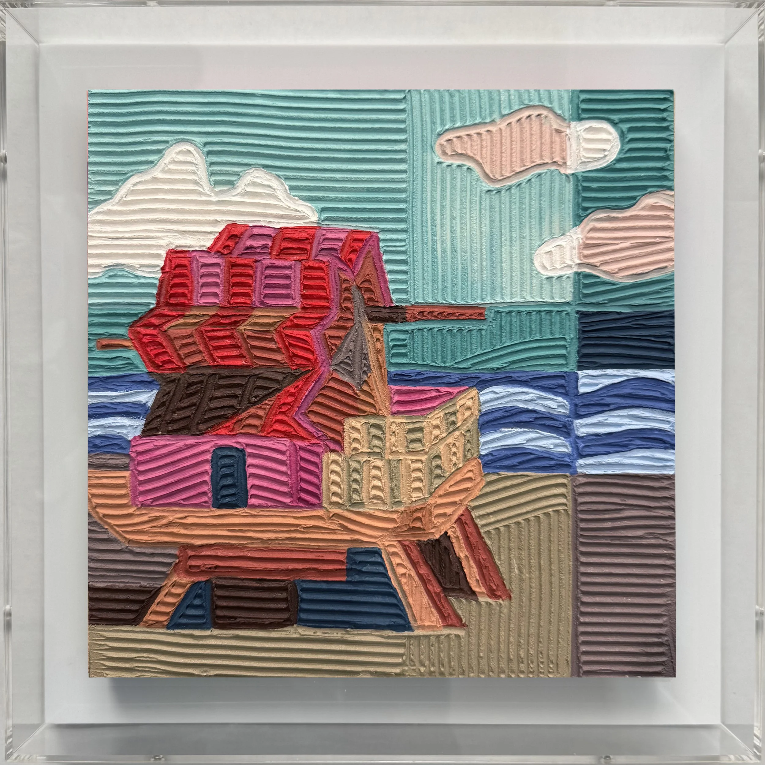 Mary Lai, Time Capsule: Home Sweet Home, Acrylic paint & paste of wood in plexi case, $880