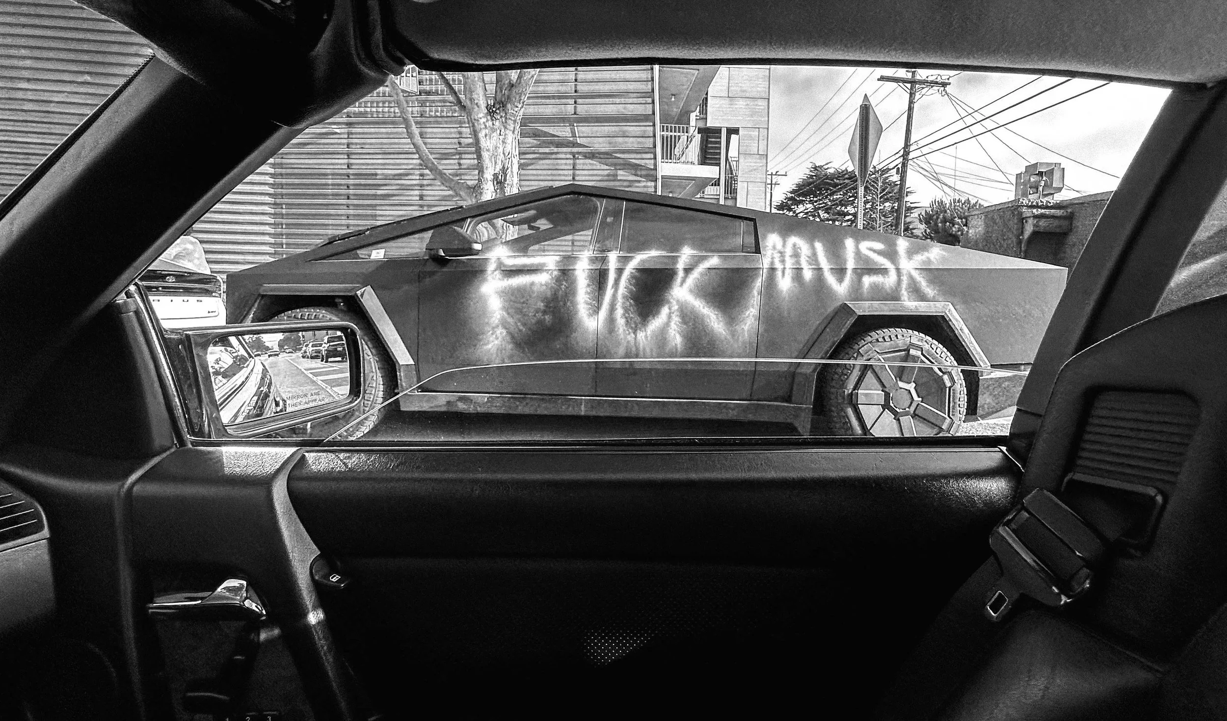 "do androids dream of cybertruck?" by amelie /  16 x 20" framed edition print  / $300 / 100% of proceeds go directly to Joshua Tree National Park