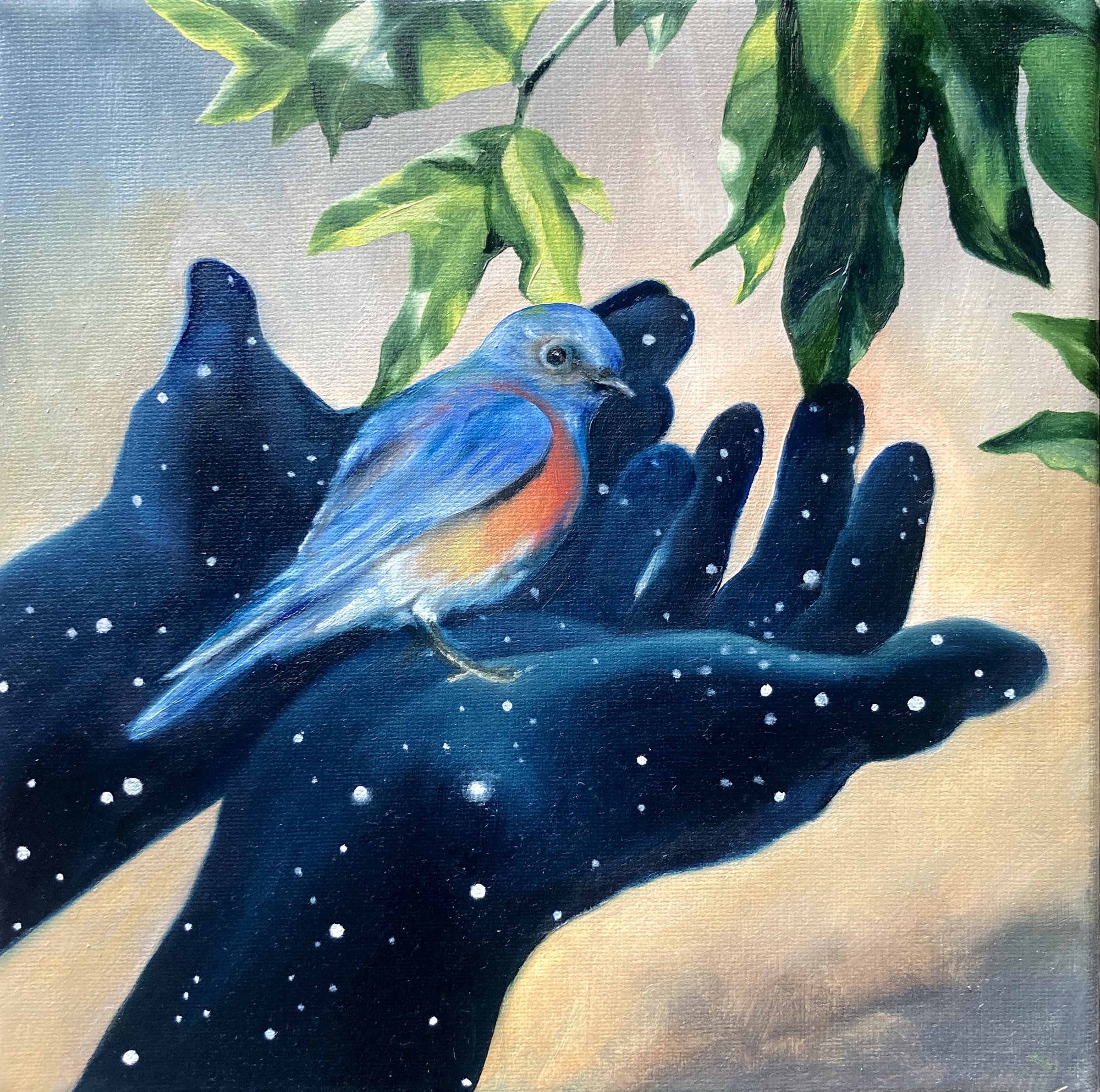 Adrienne Kinsella, If I Told You (In Progress), Oil on canvas, 8 x 8 in., $500