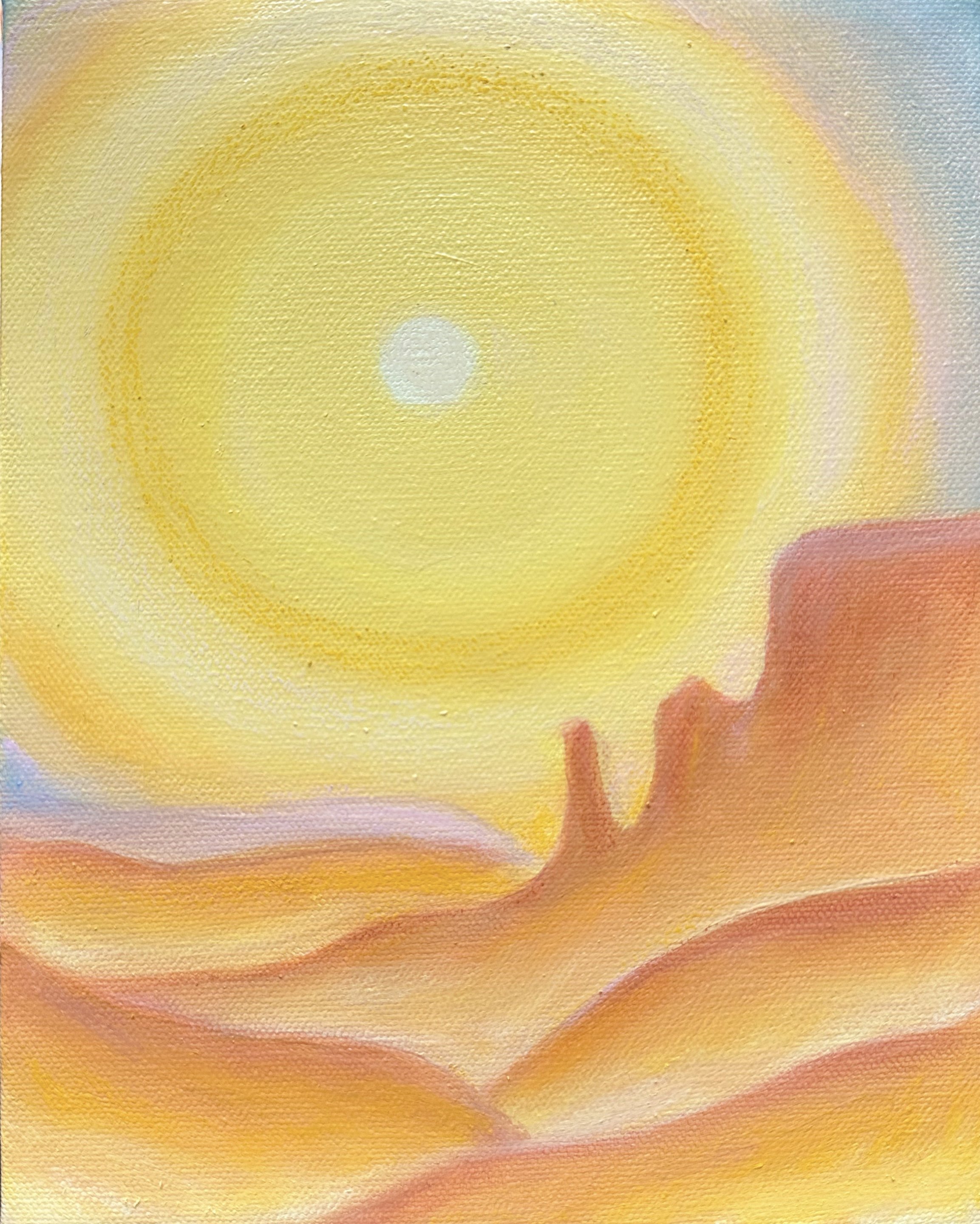 Desert Moonrise, "Moon Dog", 2025, oil on canvas, 10x8 in., 
