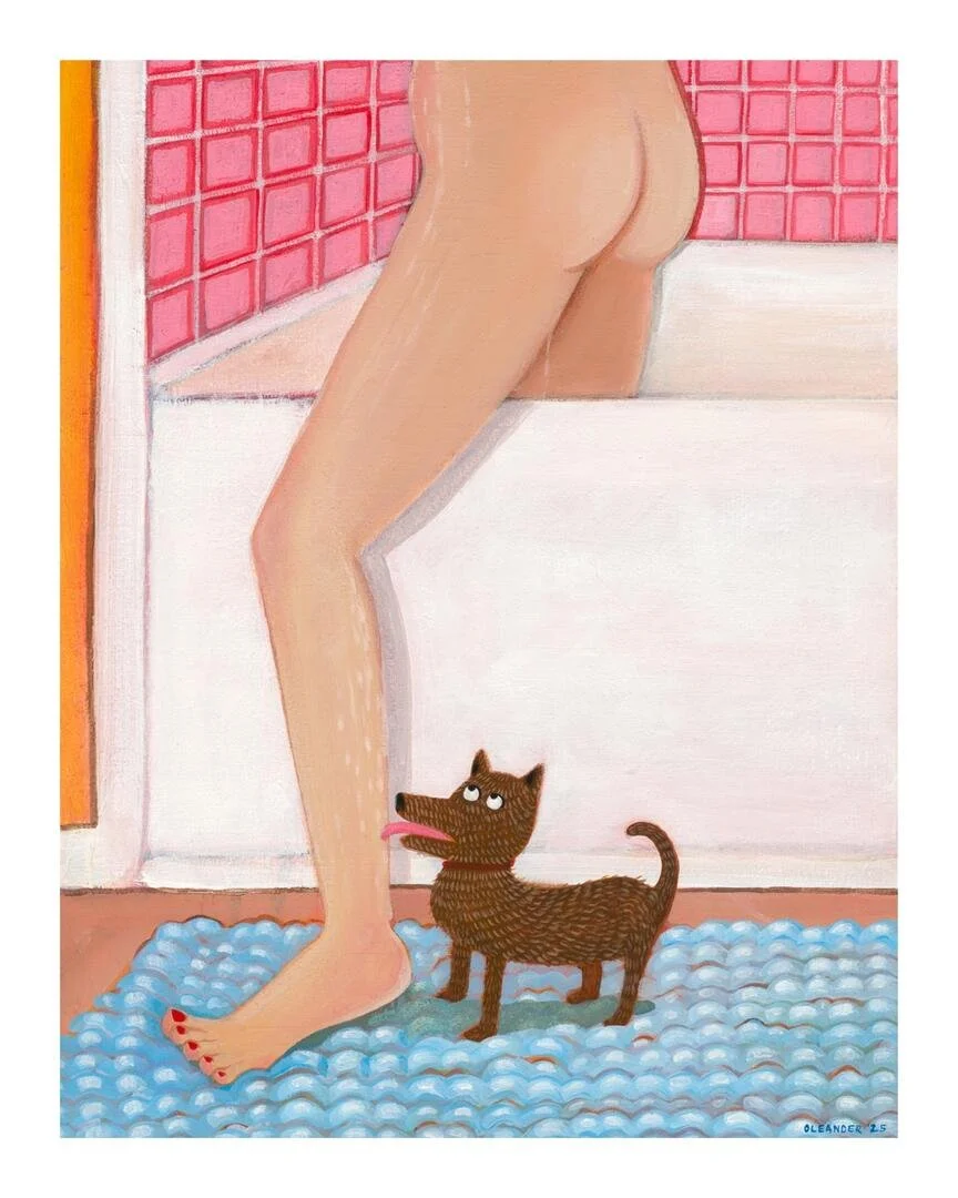 Amanda Oleander, Leg Licks, oil on canvas, $3400