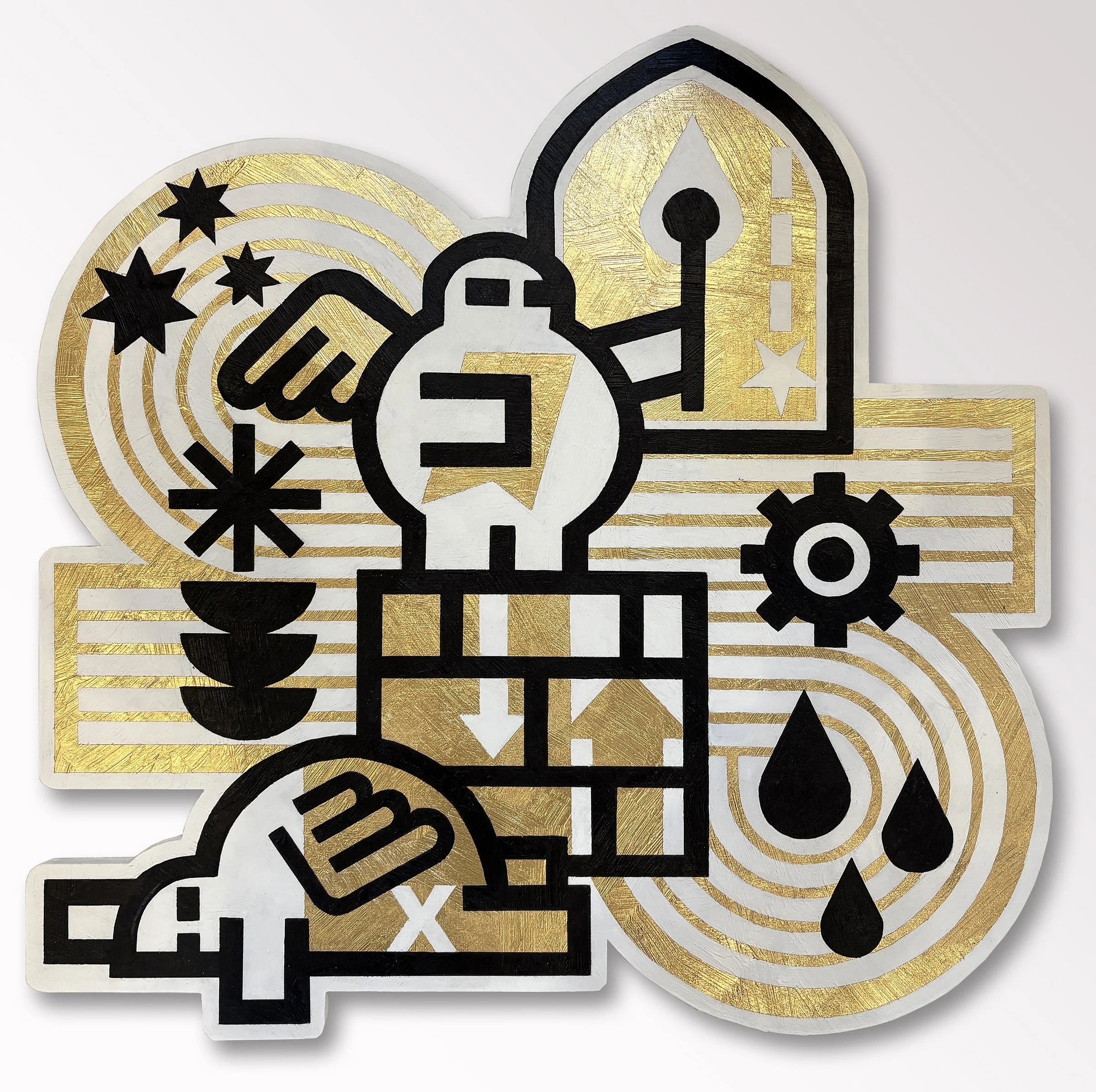 Bob Boyle, Work Song, ,Acrylic &Spray Paint on Wood, 24 x 24 x 2.25 in., $425