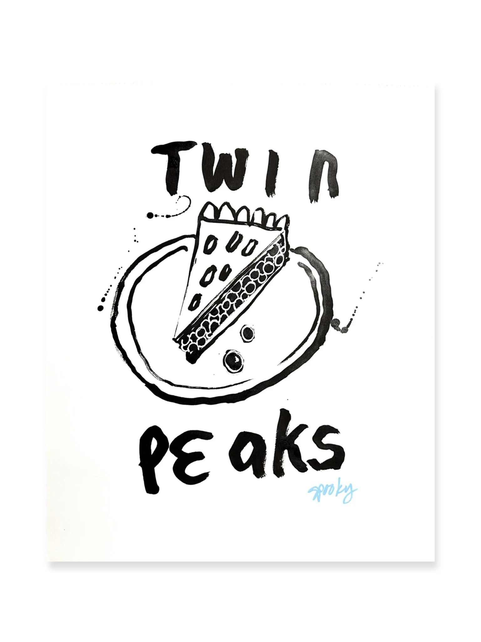 "Twin Peaks", sumi ink on paper, 17 x 14 inches