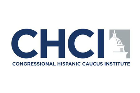Logo for the Congressional Hispanic Caucus Institute with the word 'CHCI' and an illustration of a government building.