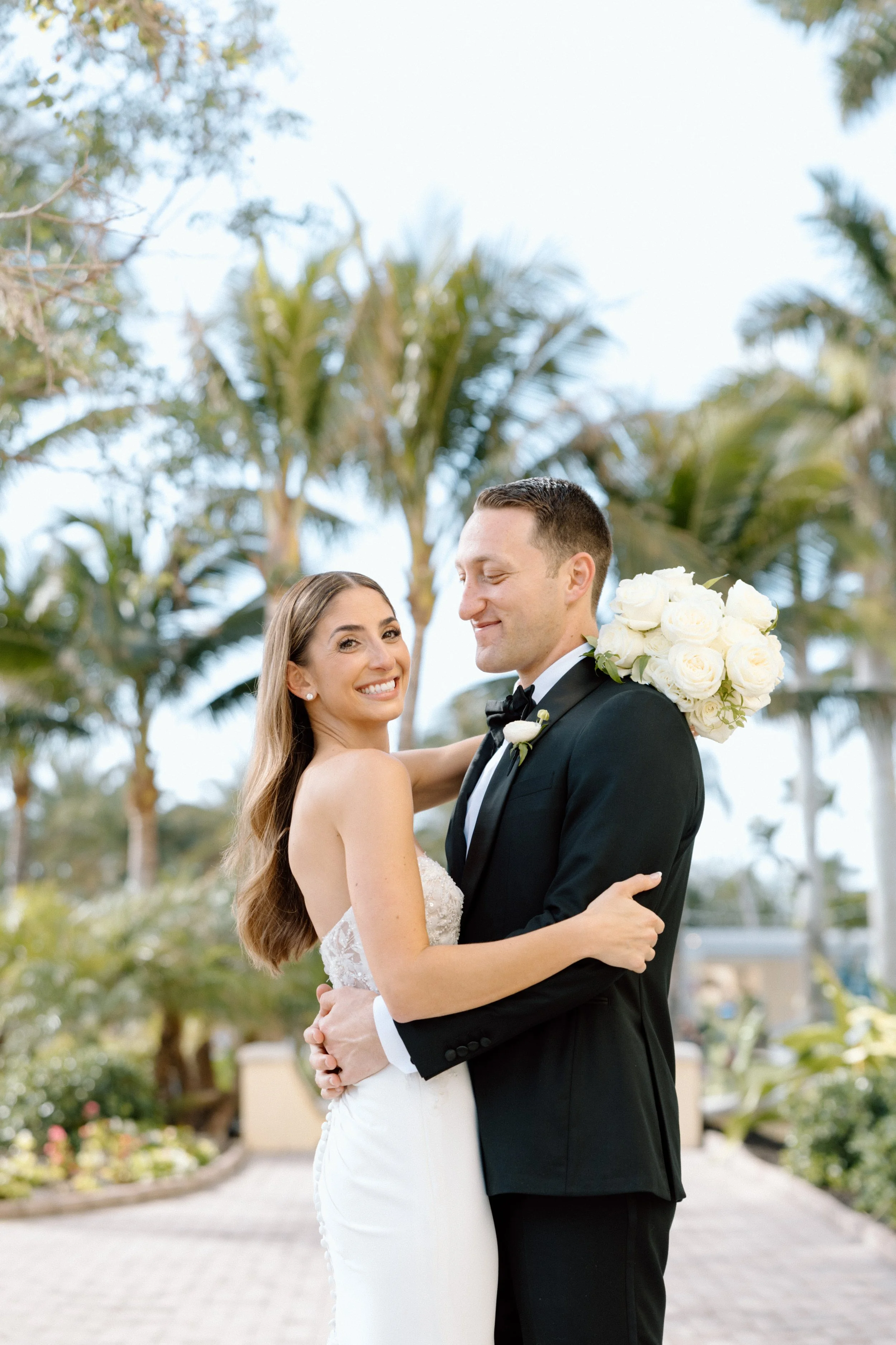 Bride and groom portrait at Hyatt Regency Coconut Point Resort and Spa by wedding photographer Naples