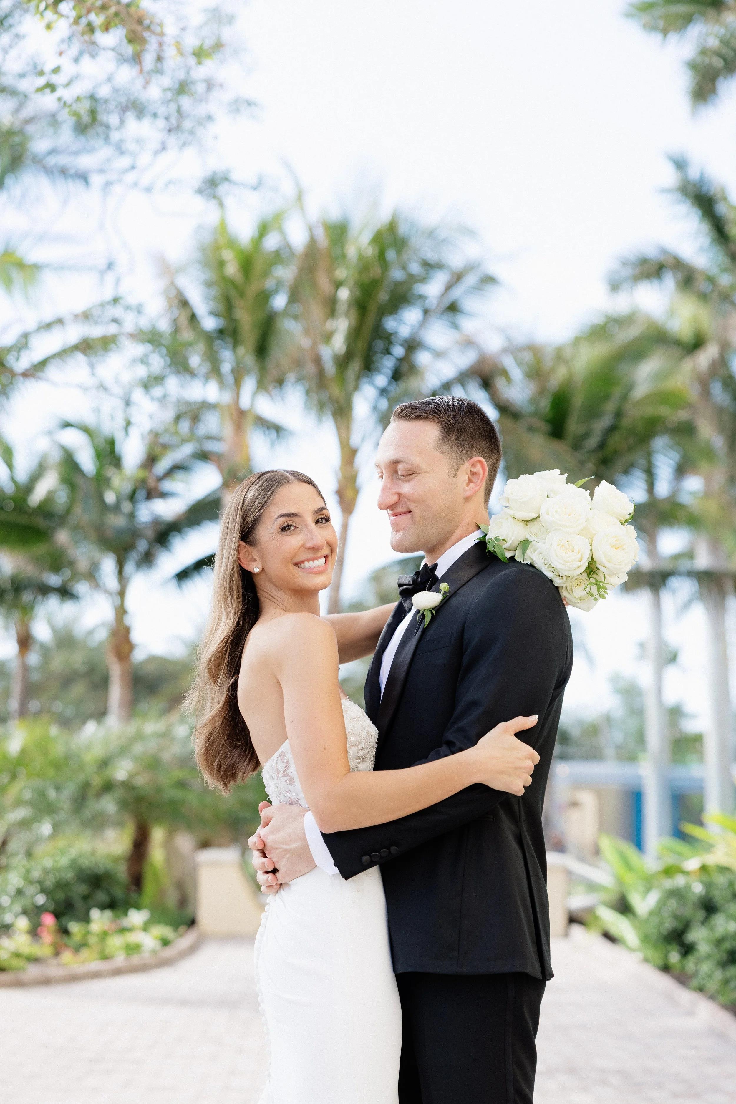 Bride and groom portrait at the Hyatt Regency Coconut Point Resort and Spa by Naples wedding photographer