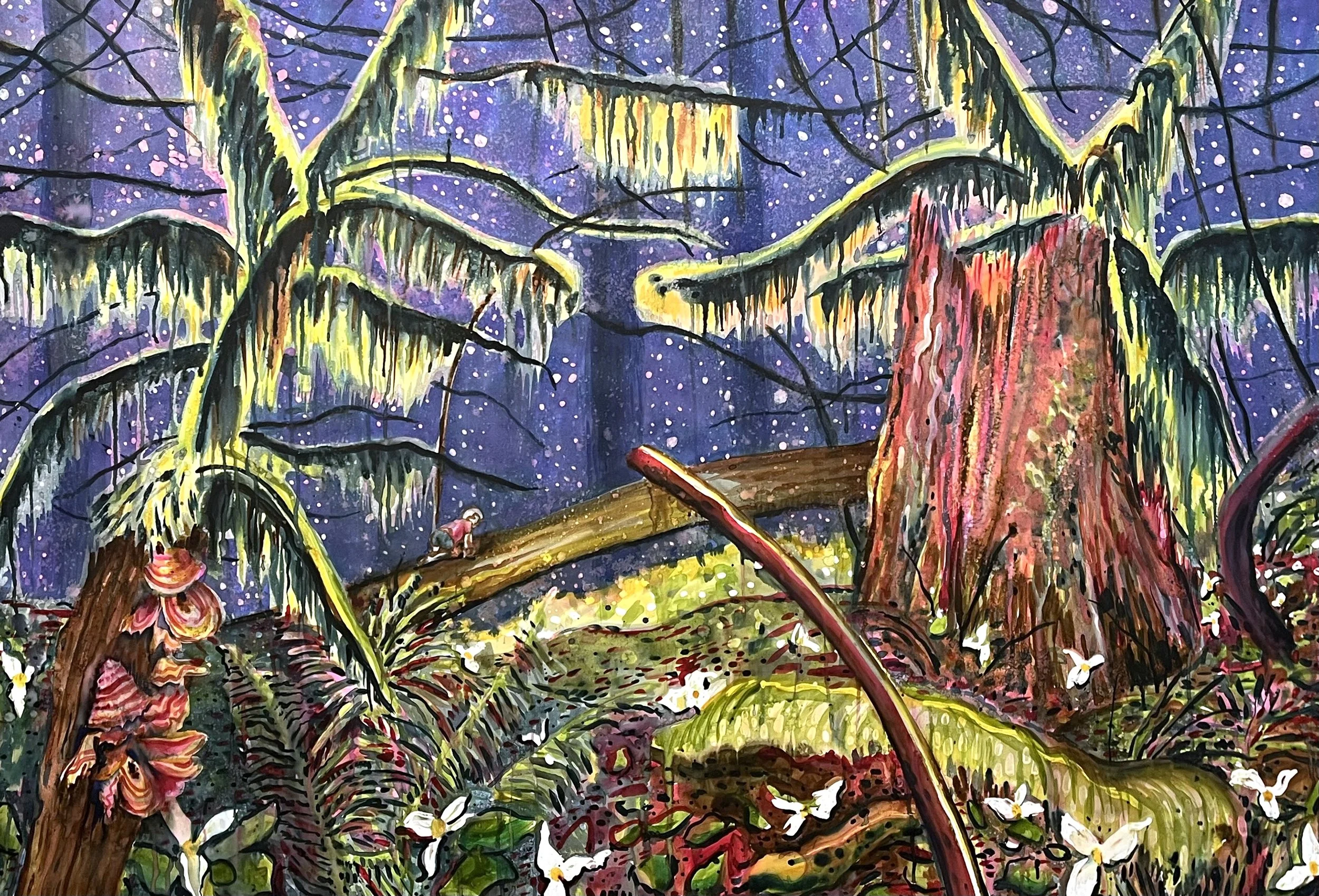 Trillium Woods, 45 x 65, watercolor on paper, 2025