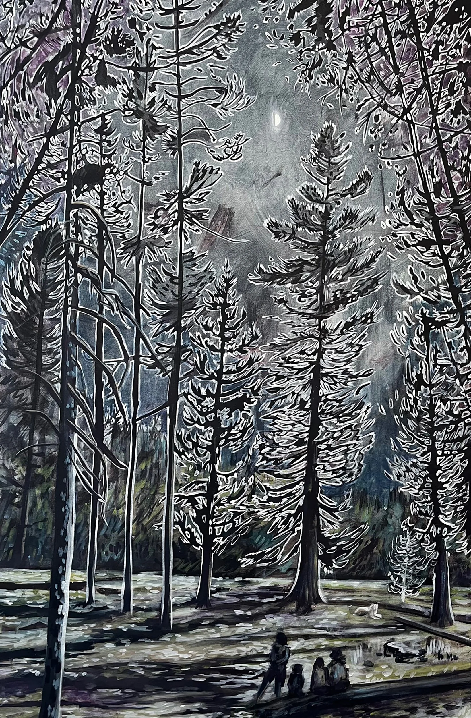 Cinder Hill Obsidian, 36 x 24, acrylic on canvas, 2022.j