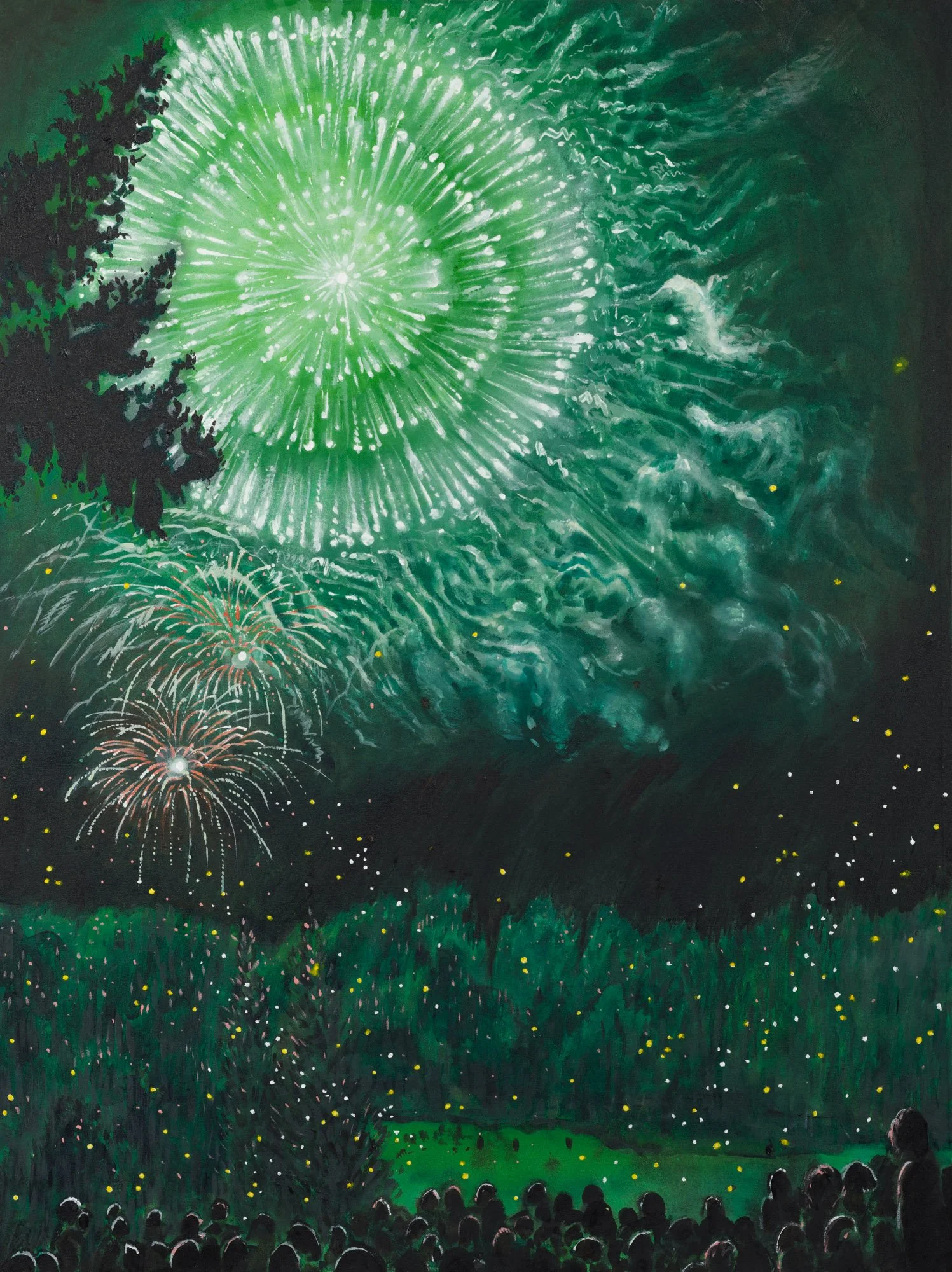 Green Fireworks, 36%22 x 48%22, acrylic on canvas, 2019.jpeg