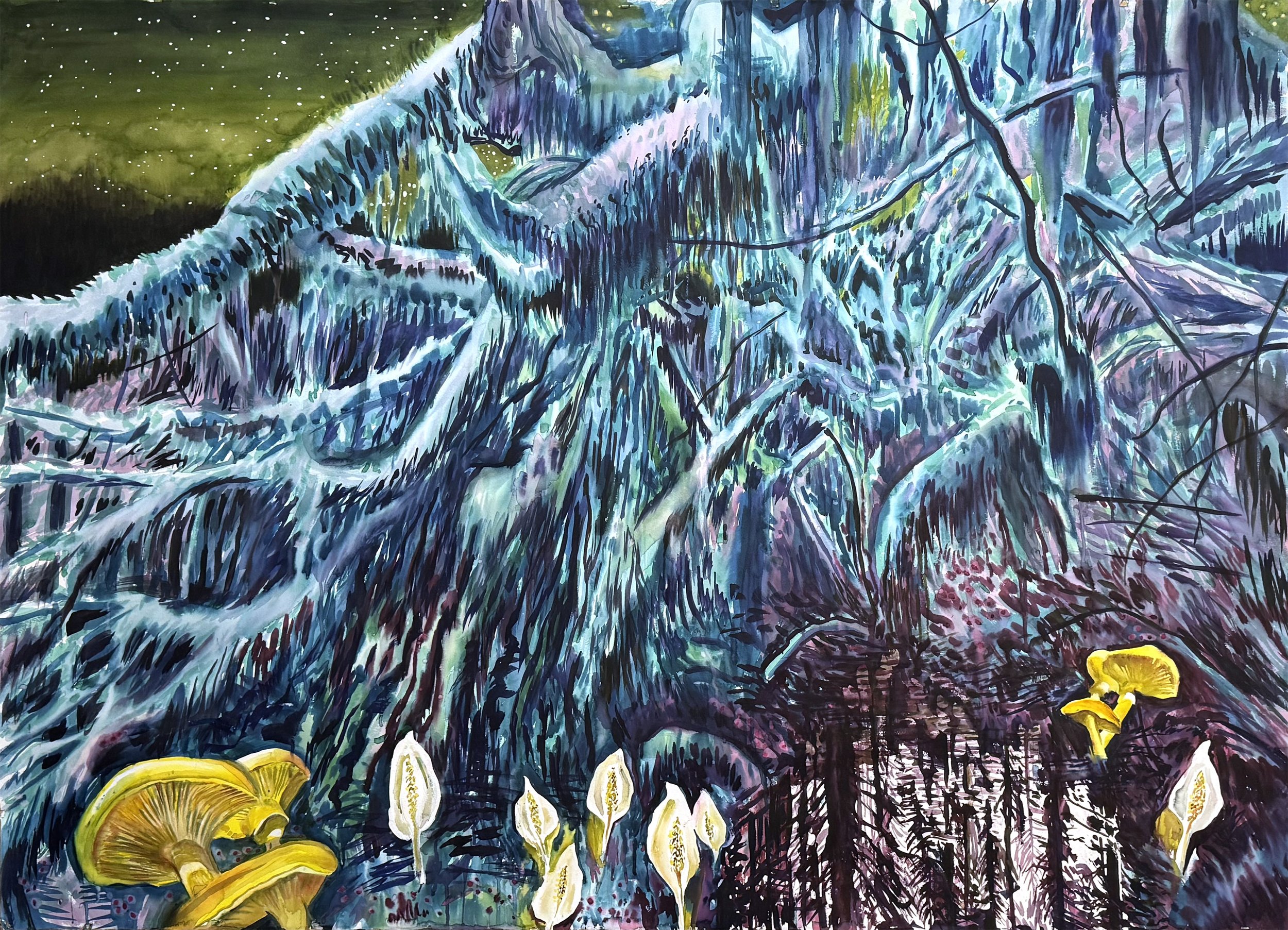 Puddle, 45 x 60, watercolor on Arches, 2026