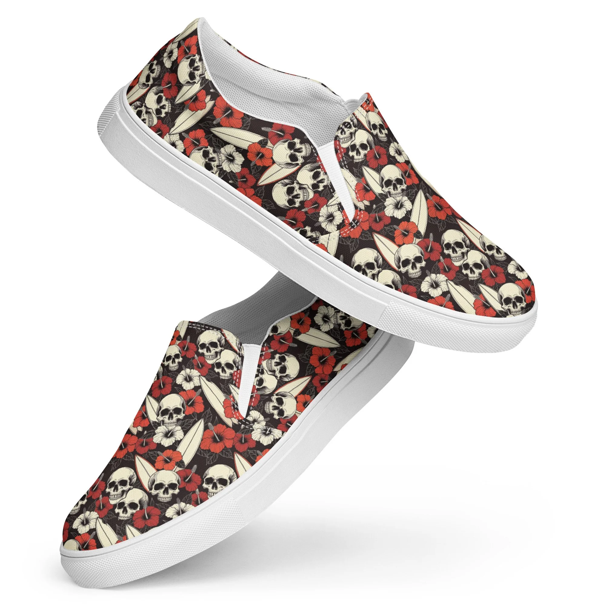Friki Tiki “Skulls & Aloha” Men’s Slip-Ons