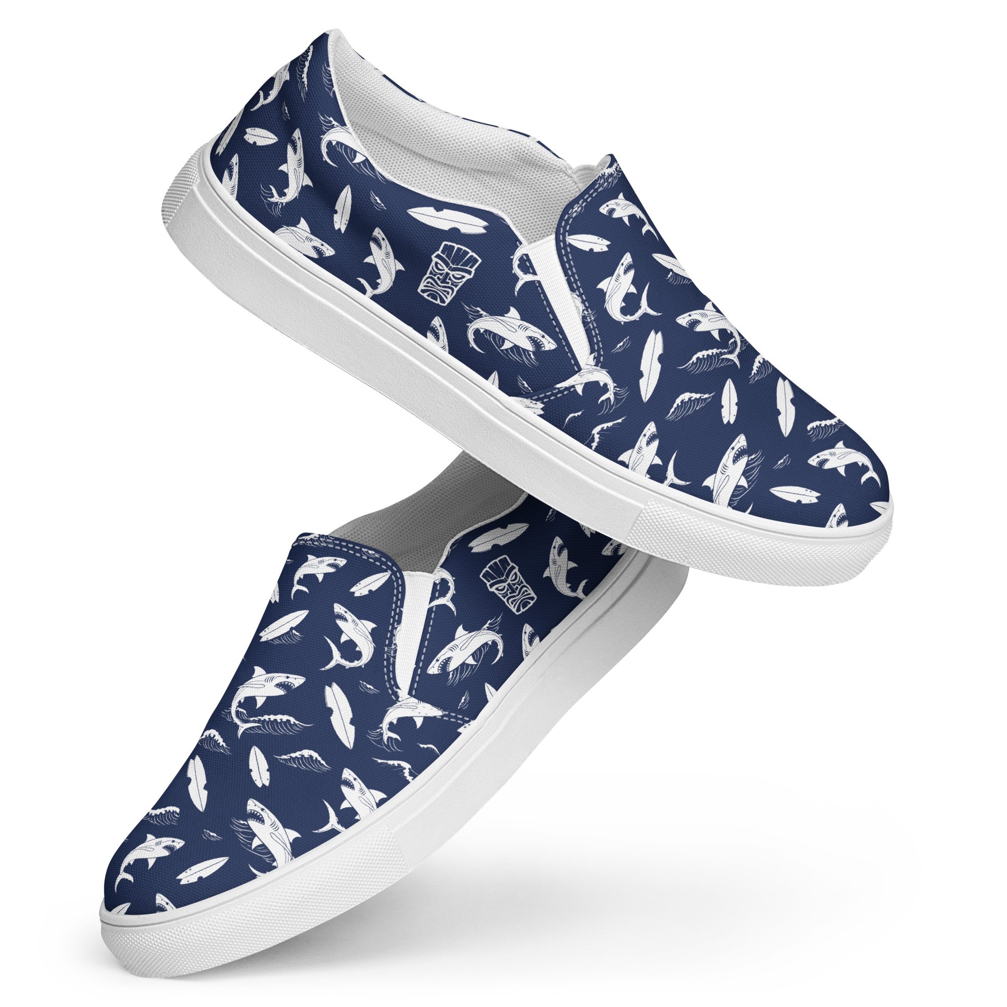 Friki Tiki “Deep Blue Drift” Men's Slip-Ons