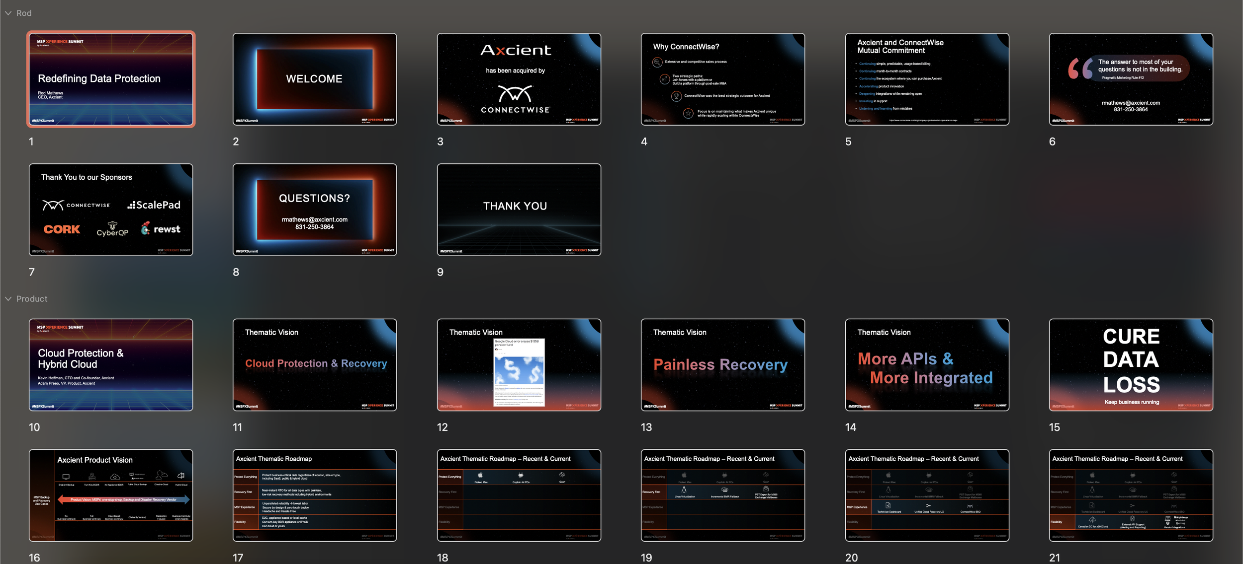 Slide design examples from the CEO and product keynotes.