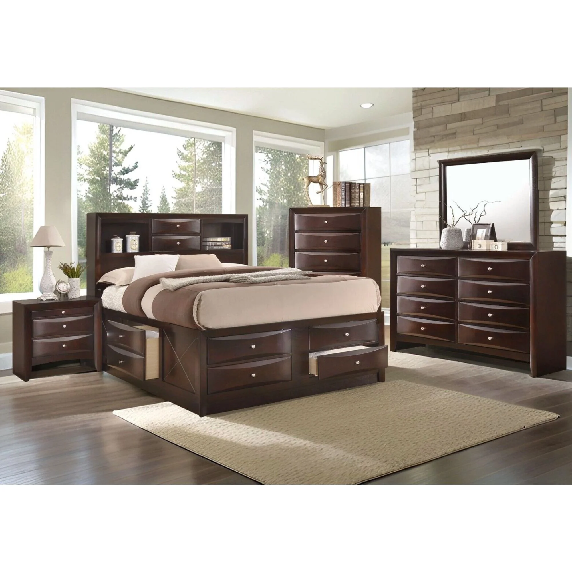 Gordon 7 PC Bedroom Set with Storage Bed Jem Furniture Store