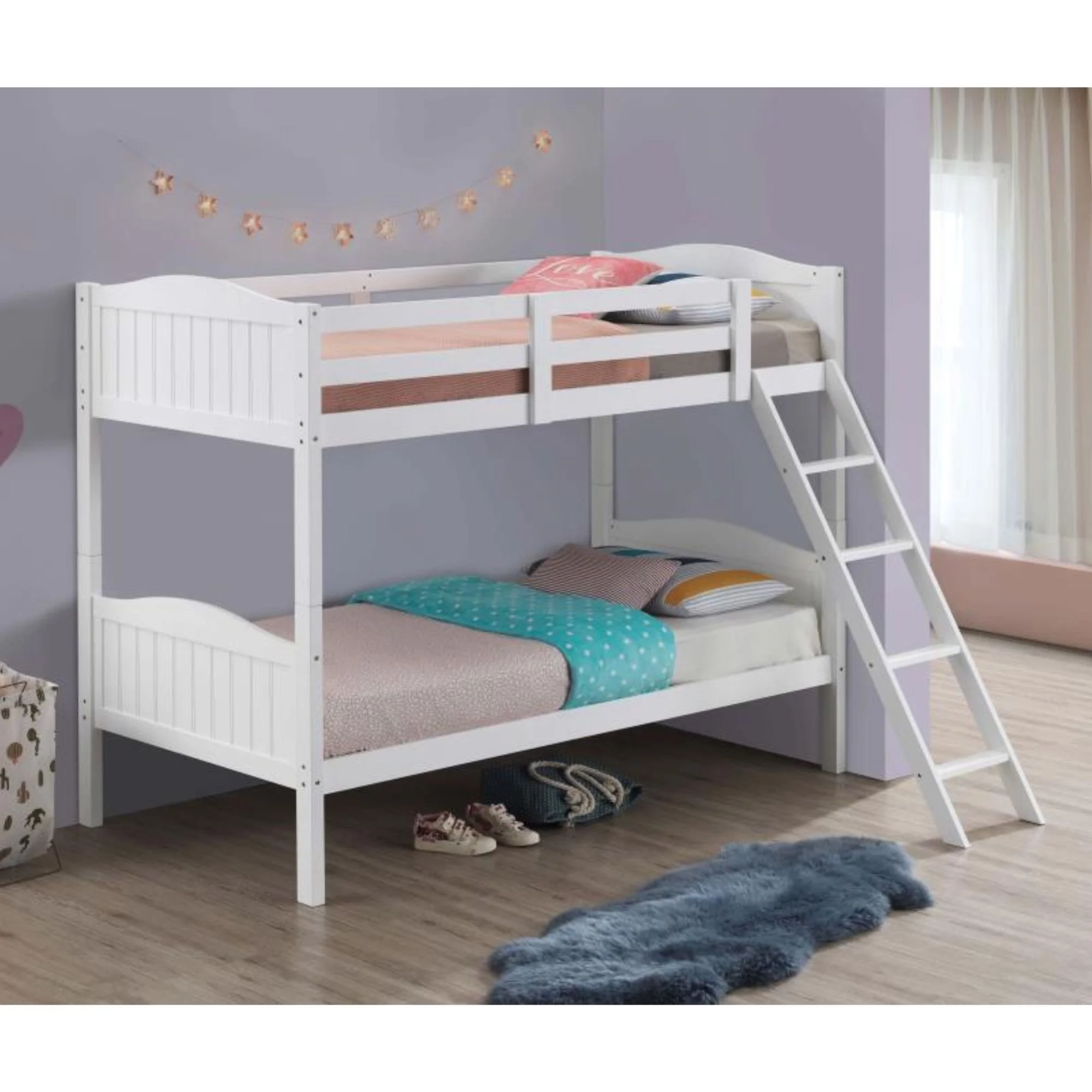 Erin Twin Over Twin Bunk Bed in White Jem Furniture Store