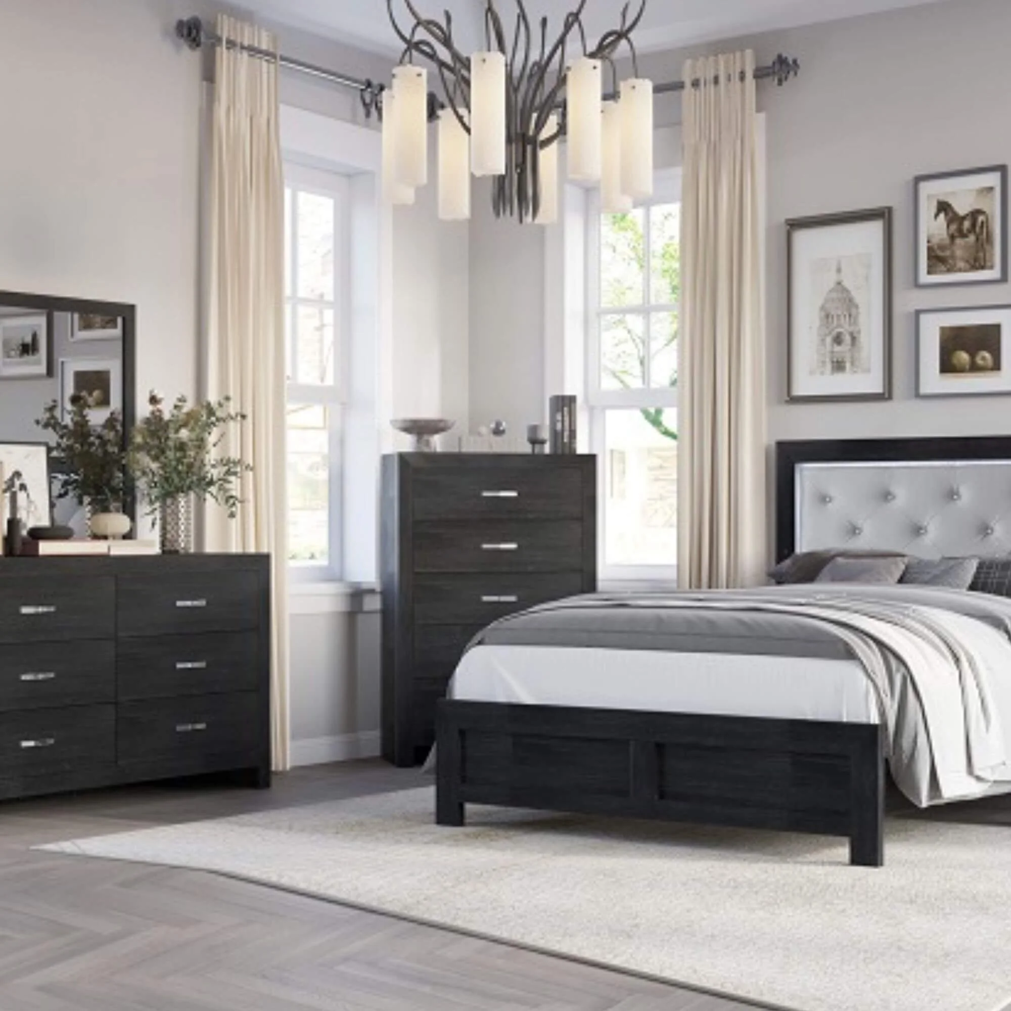 Hartwell Black 5 Drawer Chest Jem Furniture Store