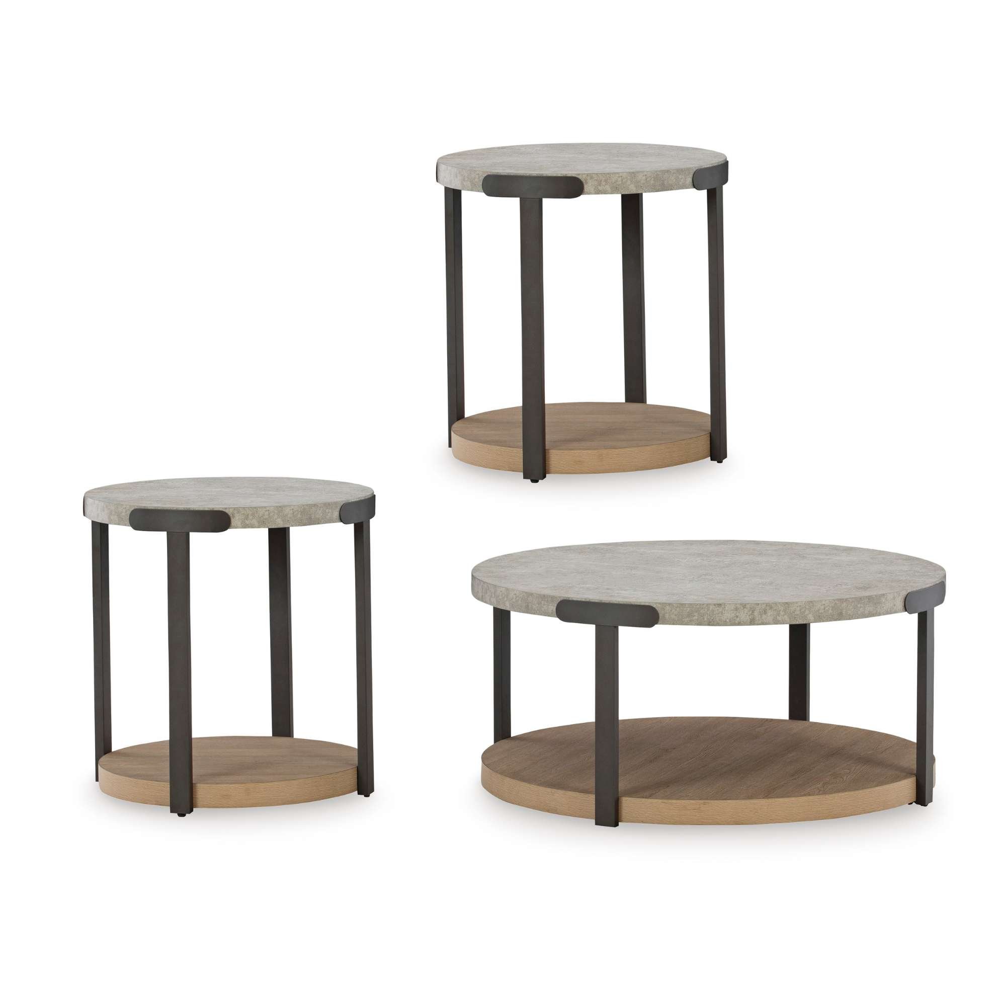 Gibbs 3-Piece Round Coffee Table Set - Jem Furniture Store