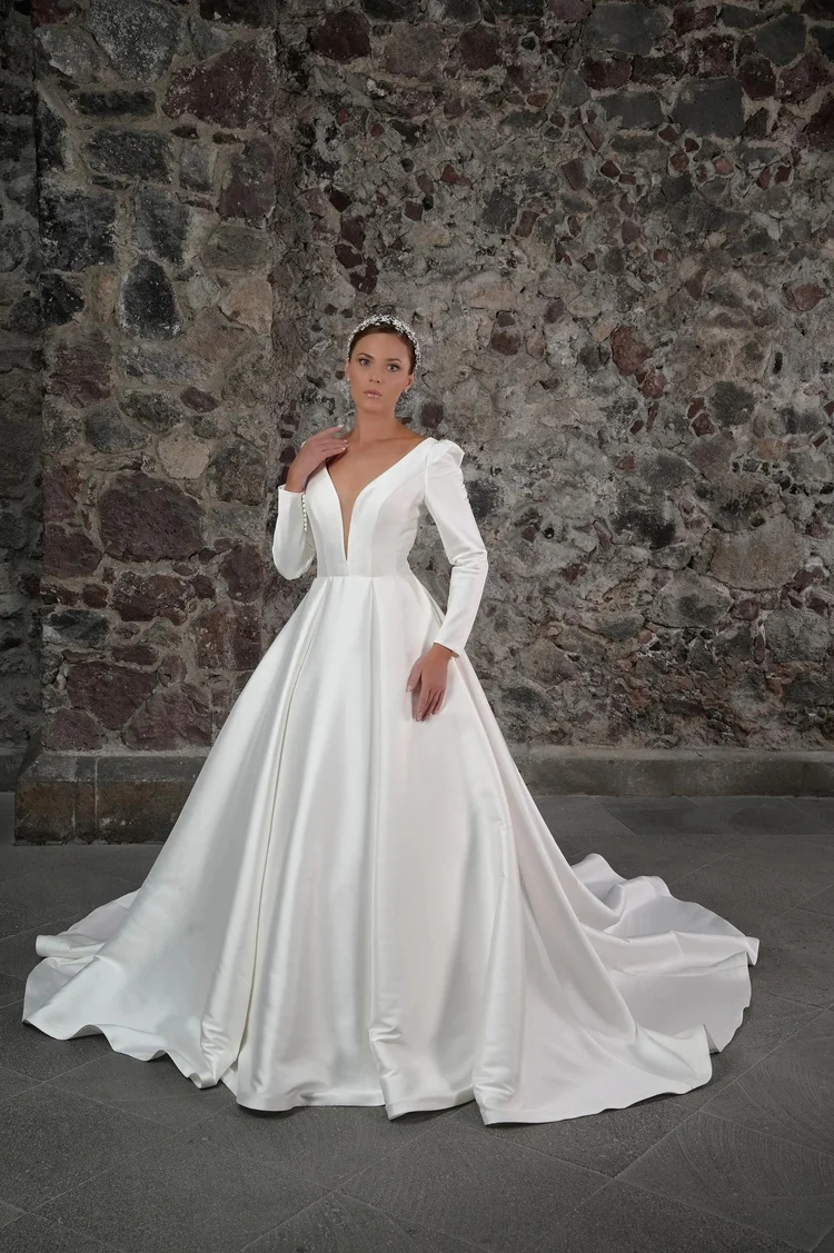 Vestido de novia Celeste corte línea A, Colección Bridenformal 2027