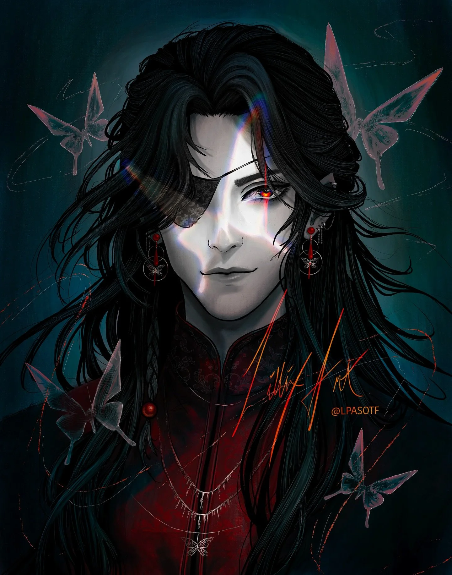 Omg yall I put so much work into this puppy! This gotta be my best Hua Cheng yet! I&rsquo;ve drawn him a lot but this one is my fav by farrrrrrr🤘🏻 And of course I gotta draw a Xie Lian to match this one:) 

#huacheng #hualian #mxtx #mxtxart #tgcf #